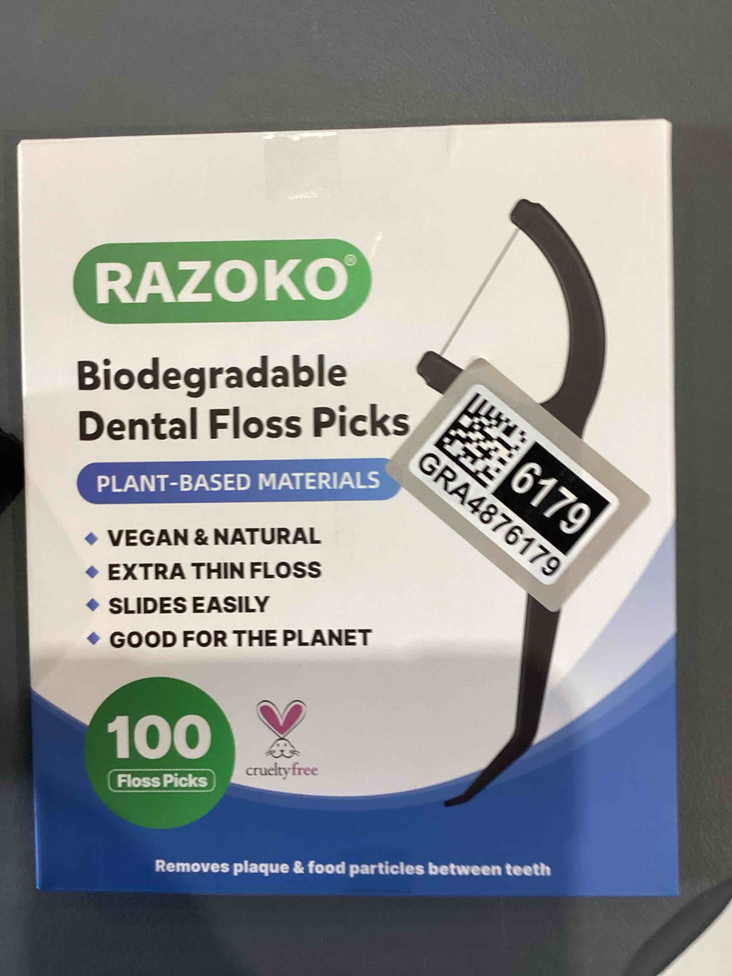 Condition photo showing New/Like New for biodegradable dental floss picks - easy glide for fresh breath and healthy gums 100 foot (pack of 2)