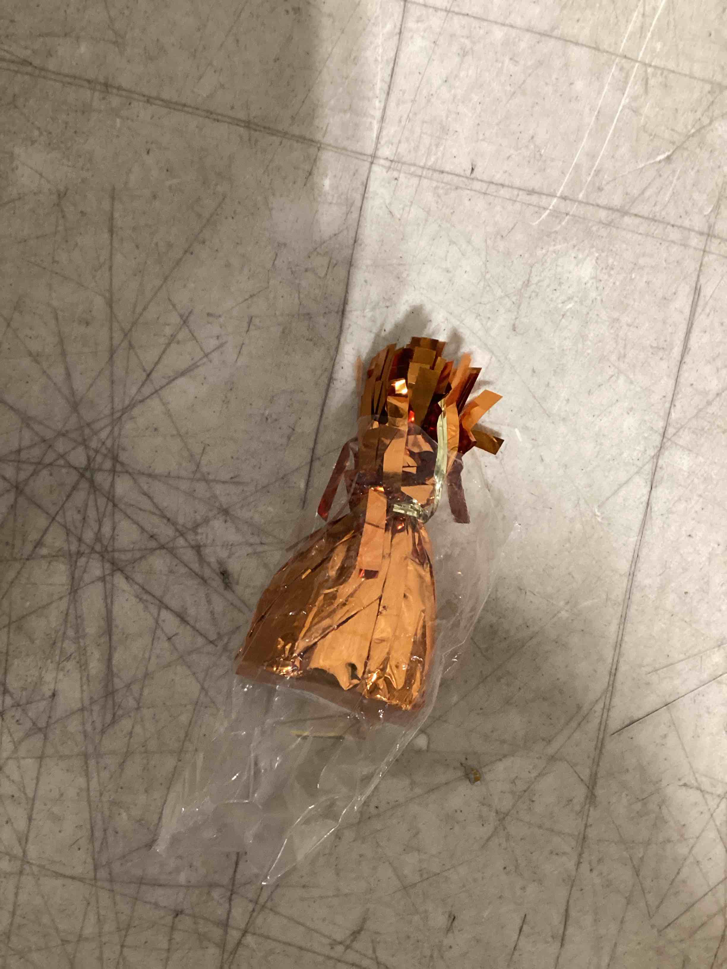 Condition photo showing Good Condition for beistle metallic wrapped balloon weight, 6 oz, orange 1 orange