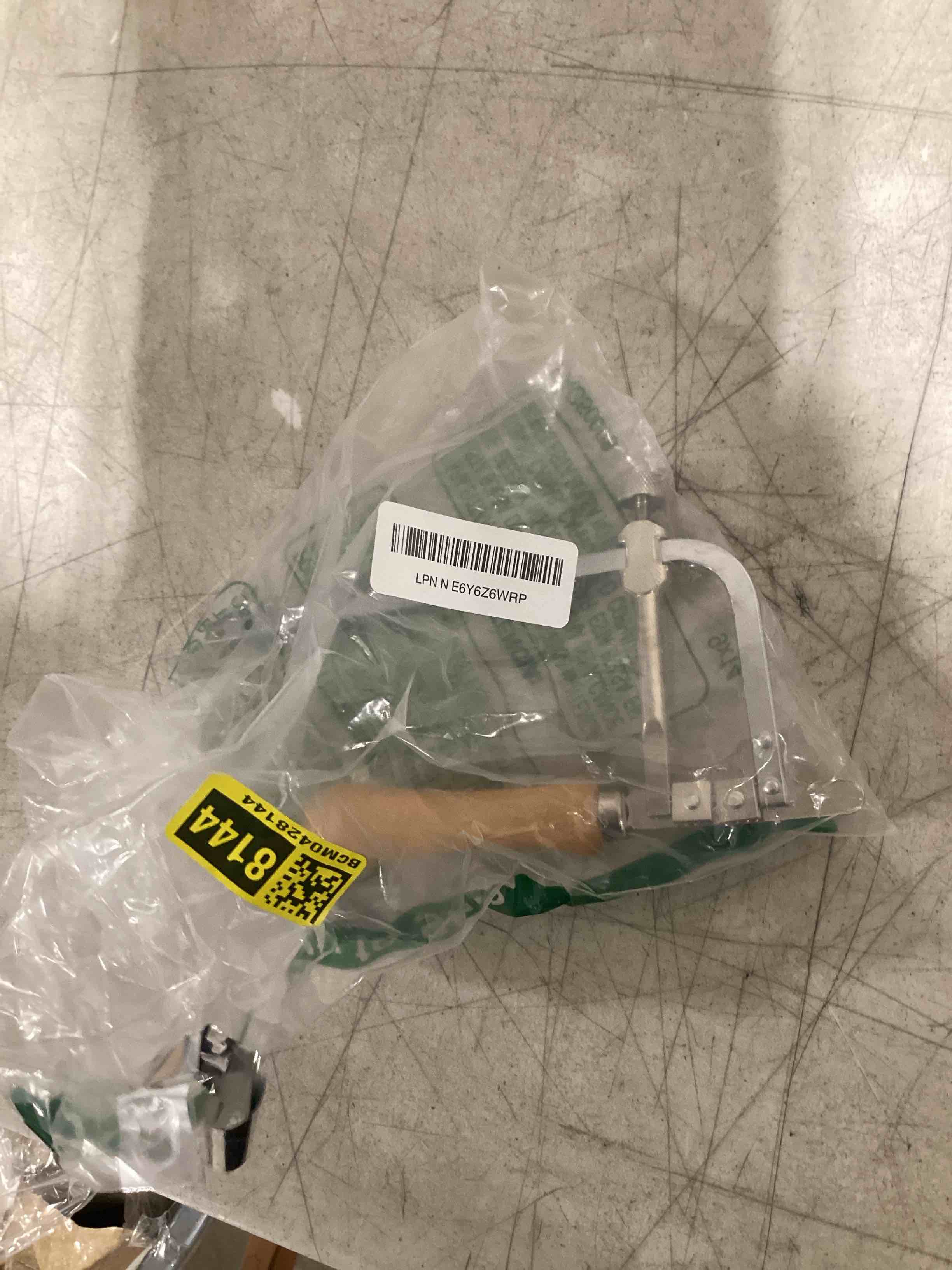 Condition photo showing As Is for incomplete 1pc coping saw steel frame with 0.5mm diamond wire saw for wood stone metal cutting multi function hand tool with wire saw 0.5mm