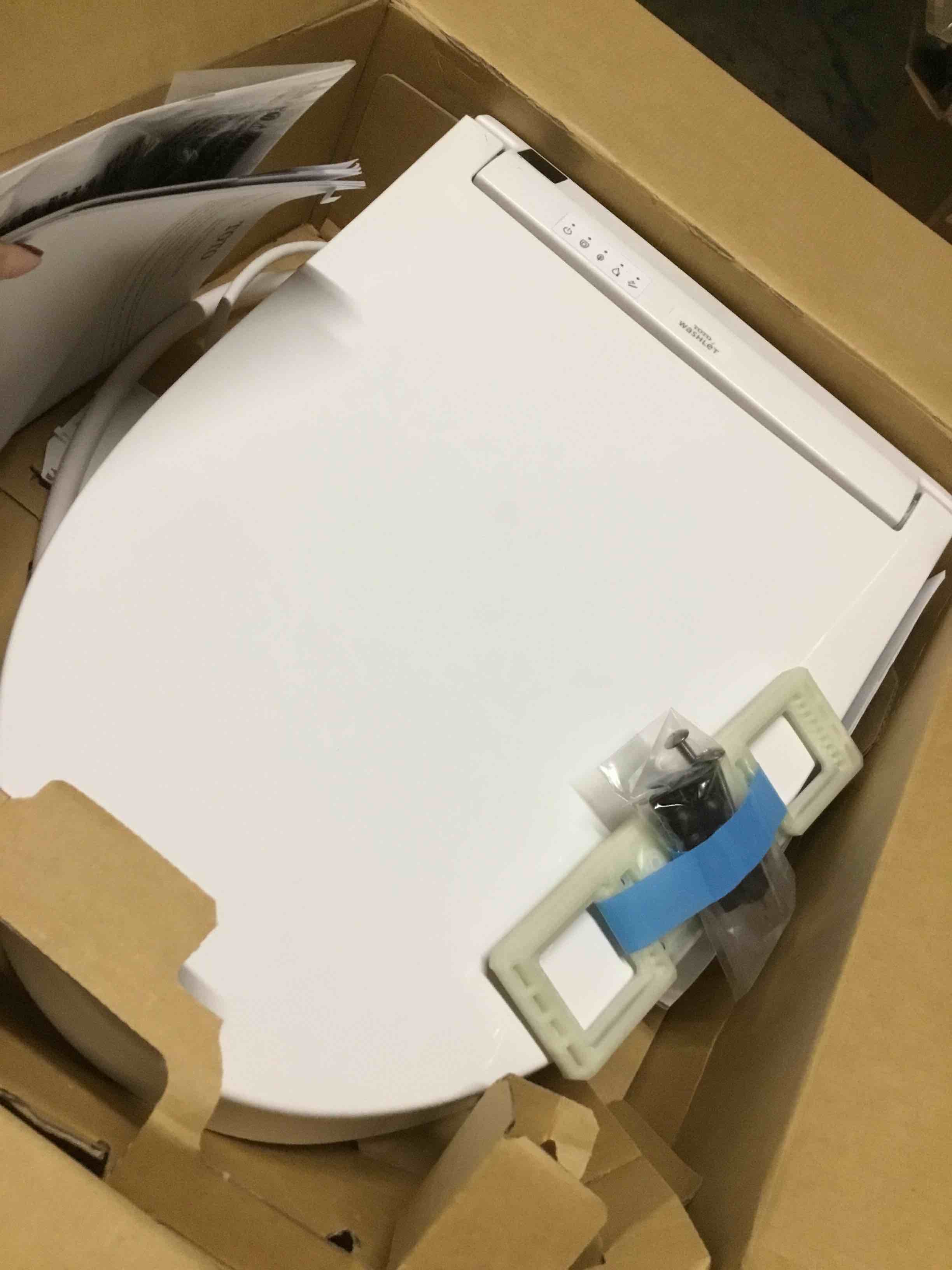 Condition photo showing As Is for toto® washlet® c5 electronic bidet toilet seat with premist and ewater+ wand cleaning, elongated, cotton white - sw3084#01 cotton white c5 elongated