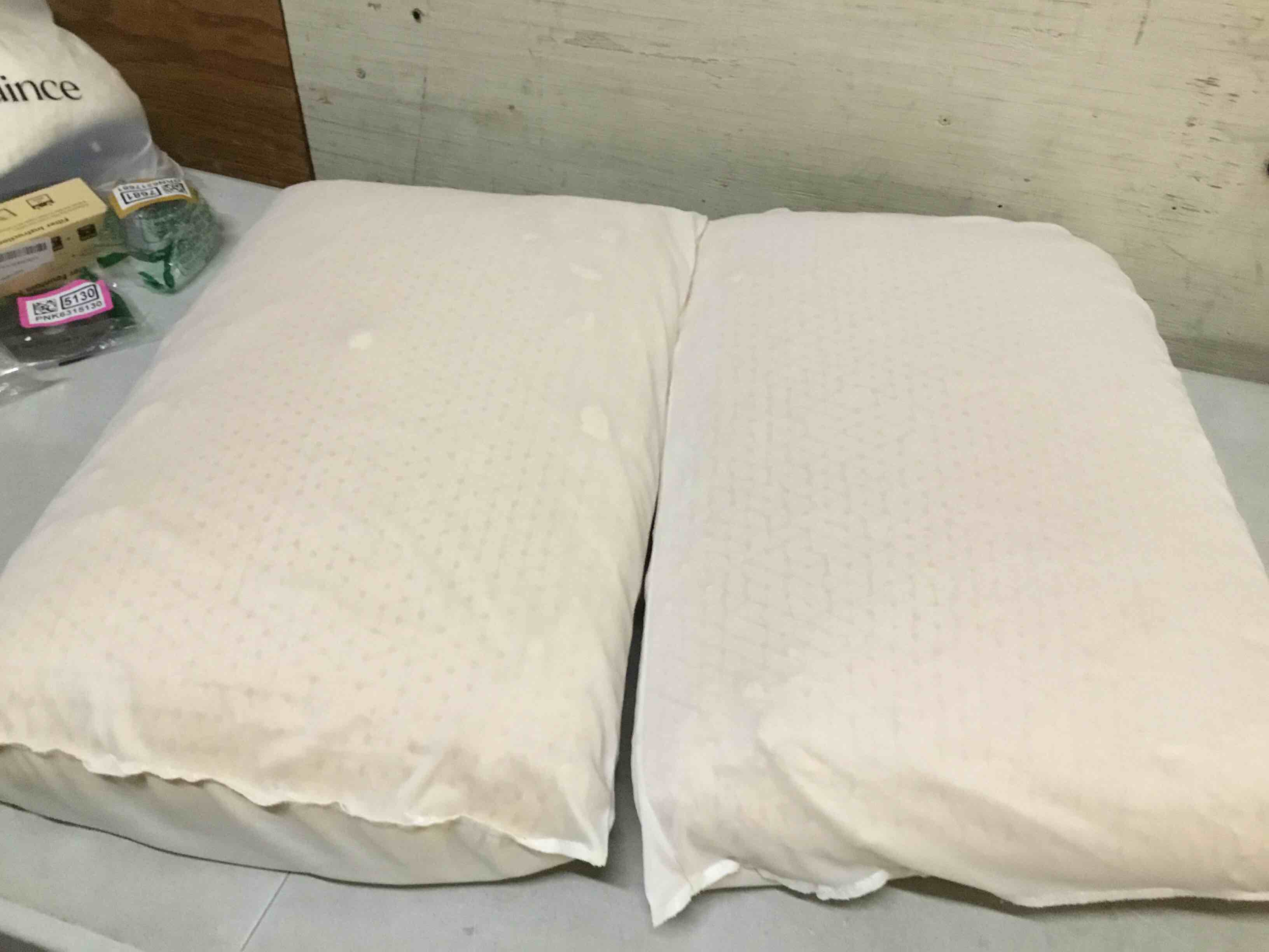 Condition photo showing As Is for bed pillow size queen