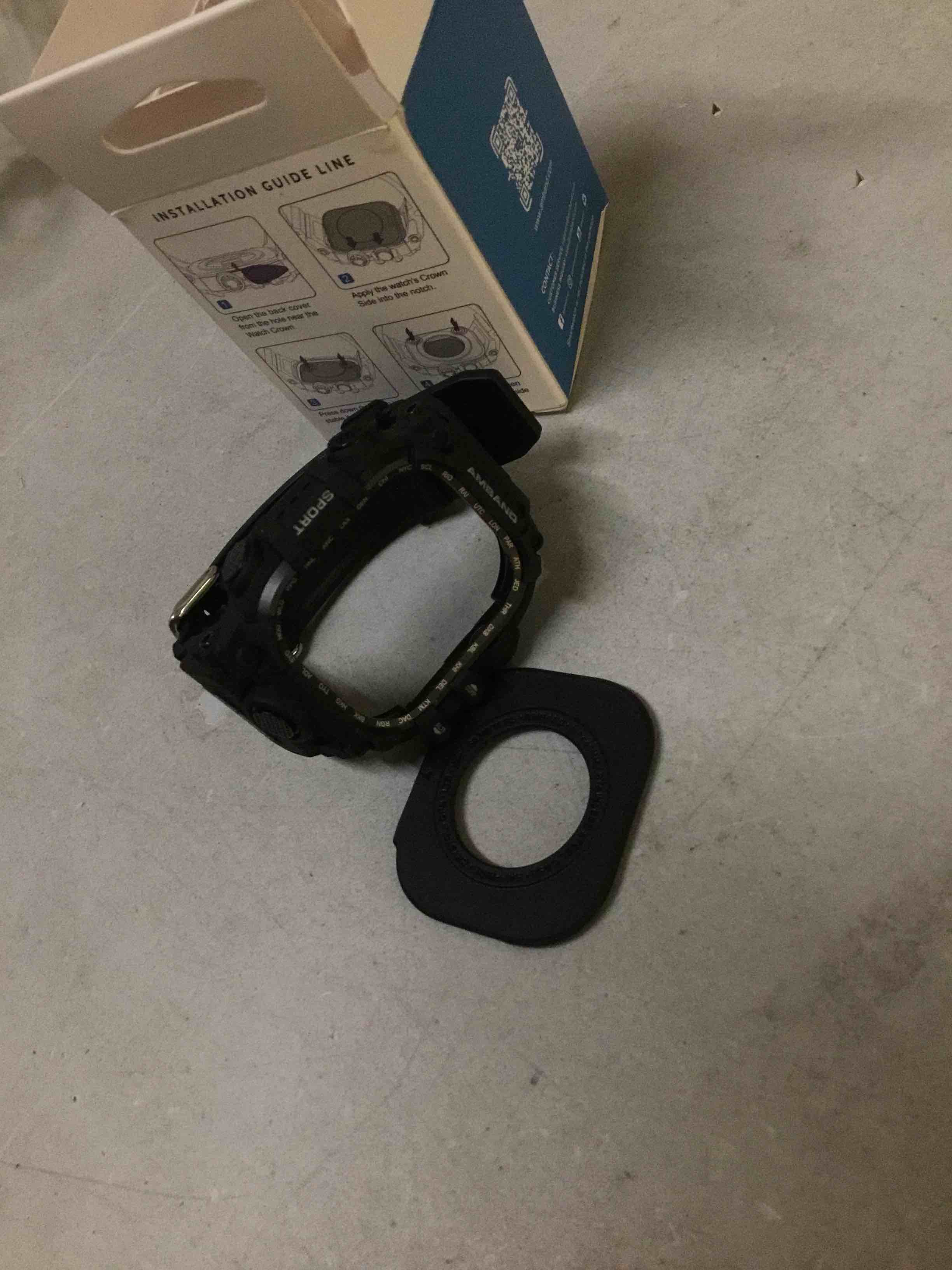 Condition photo showing As Is for ( incomplete) amband rugged case with band for apple watch ultra 3/2/1 49mm, m3 military grade shockproof cover, includes screen protector kit, tactical band for men - compatible with iwatch ultra, matte black 49mm - ultra 3/ultra 2/ultra matte black