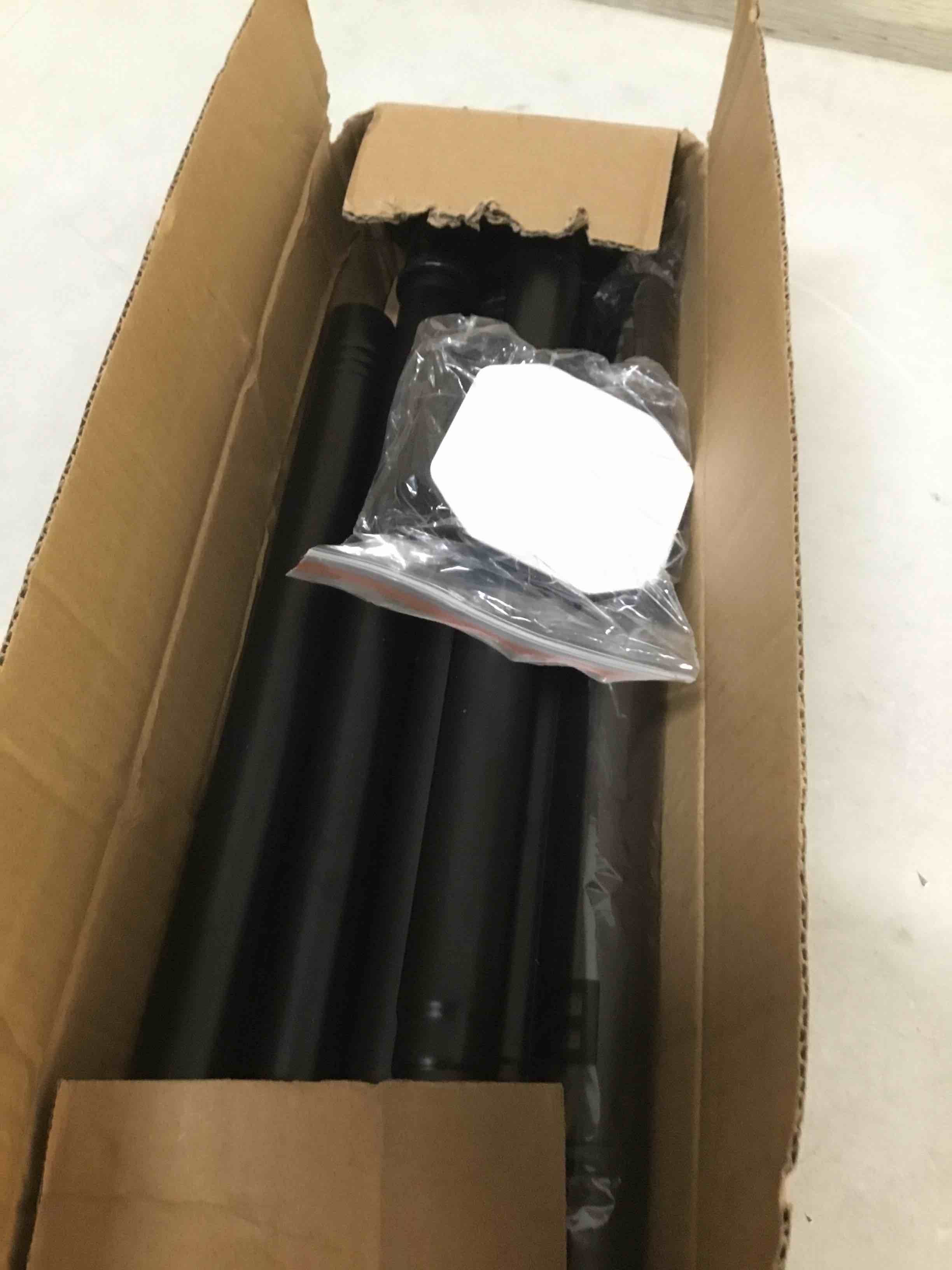 Condition photo showing As Is for tension curtain rod extra long shower curtain rod 43-131 inch adjustable 1.1 inch diameter thick heavy duty spring black outdoor tension rods for patio windows bathroom no drilling no rust 43-131 inches black