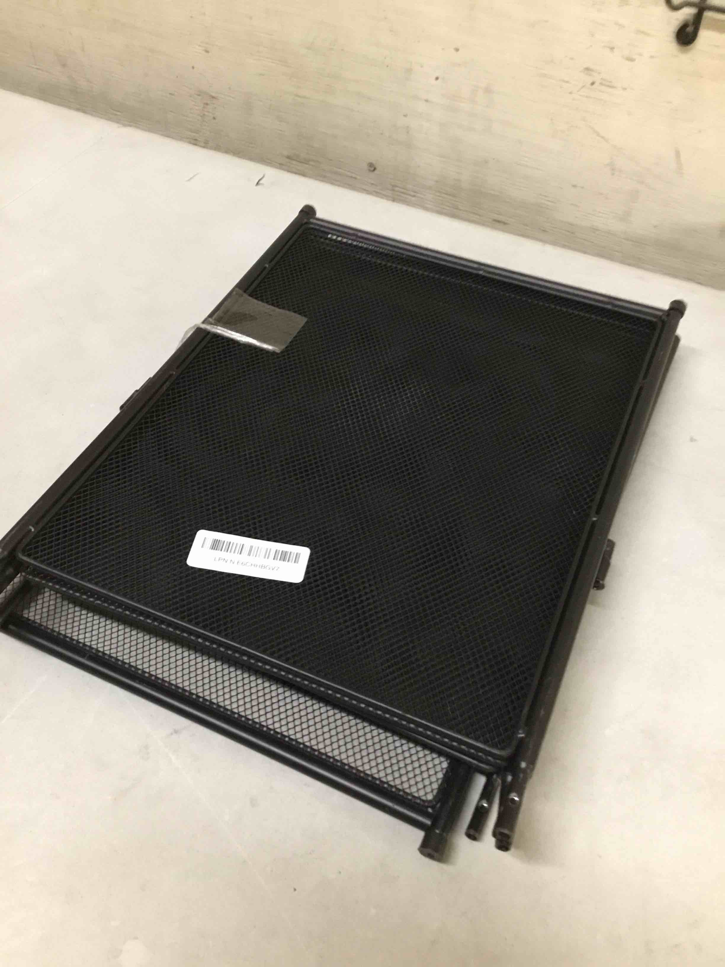 Condition photo showing As Is for ( incomplete) 4-panel fireplace screen, 47.8" w x 31" h foldable wrought iron fire spark guard, decorative metal mesh fireplace cover for living room, fire cover for baby,pet proof safety gate black