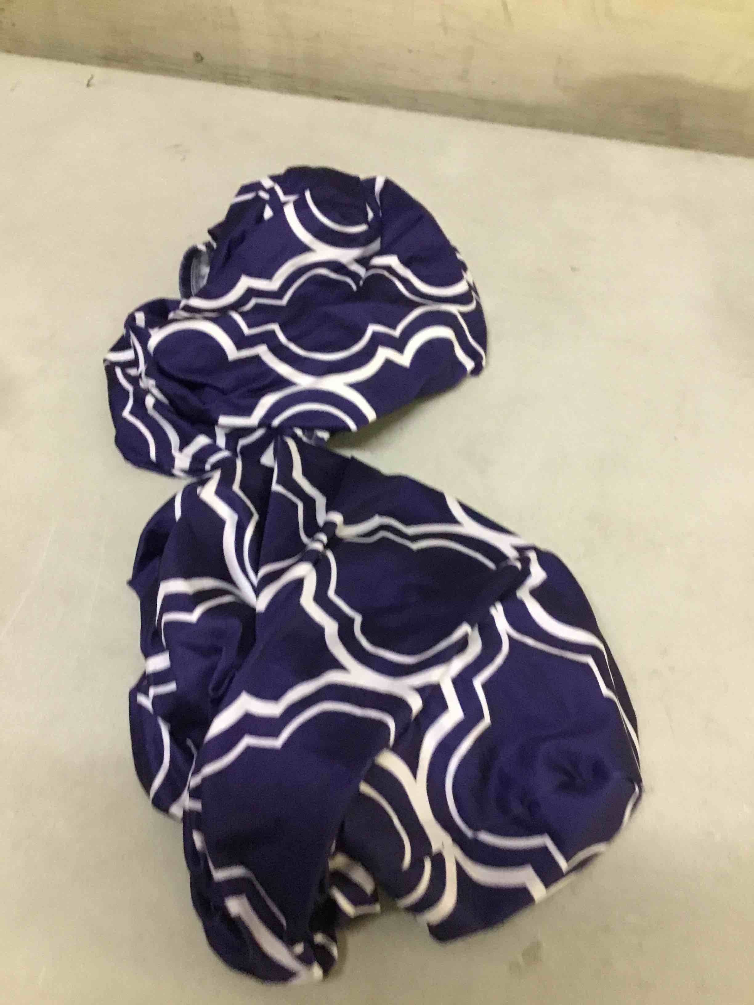 Condition photo showing As Is for ( incomplete 2 pcs only ) pickynproud 8pcs patio cushion covers stretch outdoor couch cushions slipcovers replacement washable furniture protector with elastic bottom sofa chair seat cover, deep blue deep blue 8pcs