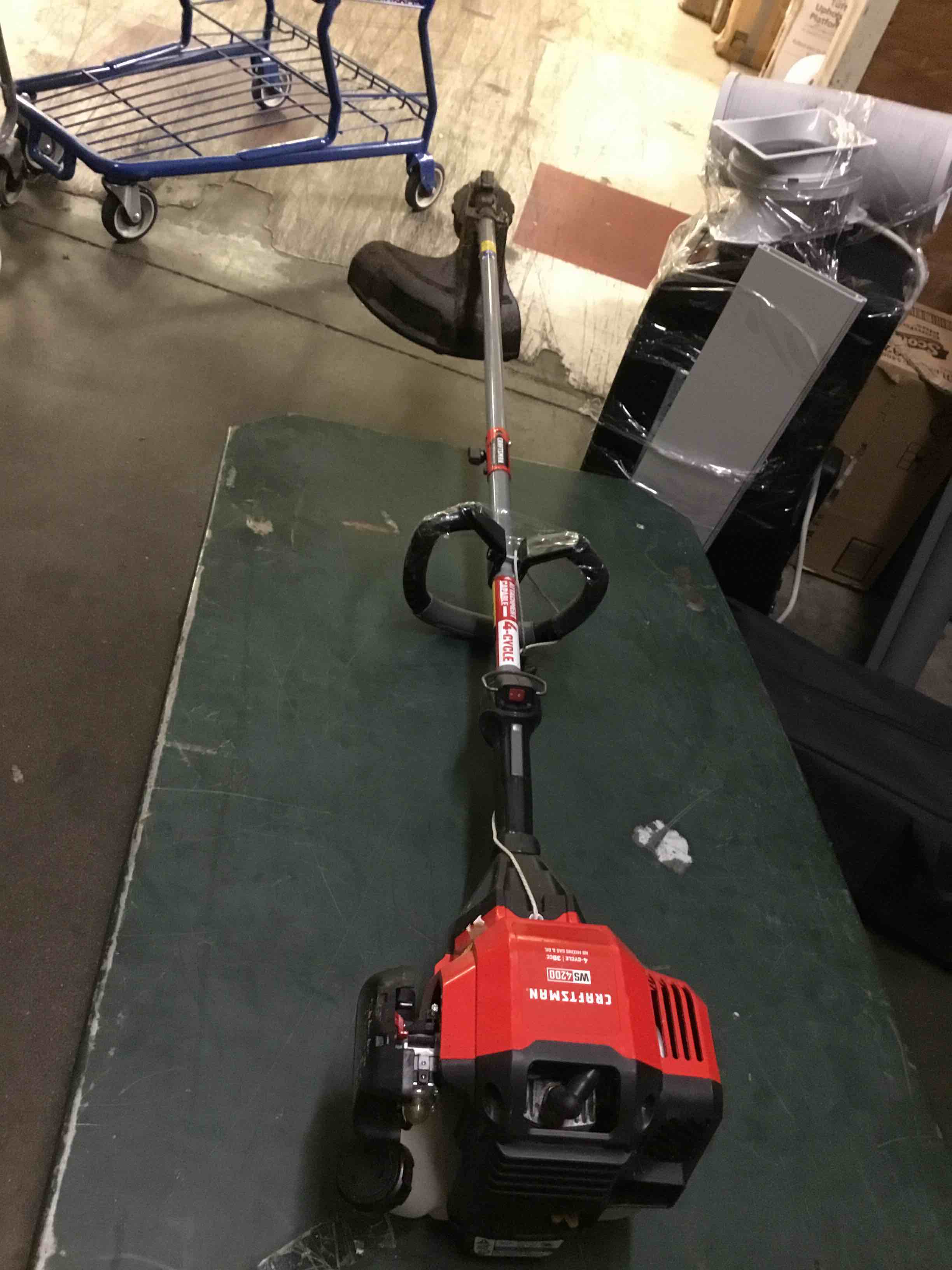 Condition photo showing As Is for craftsman ws4200 30-cc 4-cycle 17-in straight shaft attachment capable gas string trimmer edger conversion capable