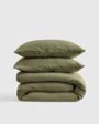 quince airy gauze duvet cover set king olive color