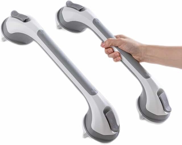taili grab bars for bathtubs and showers 2 pack suction grab bar, heavy duty shower handle removable bath handrails for seniors and elderly, bathroom safety grip no drilling waterproof,grey