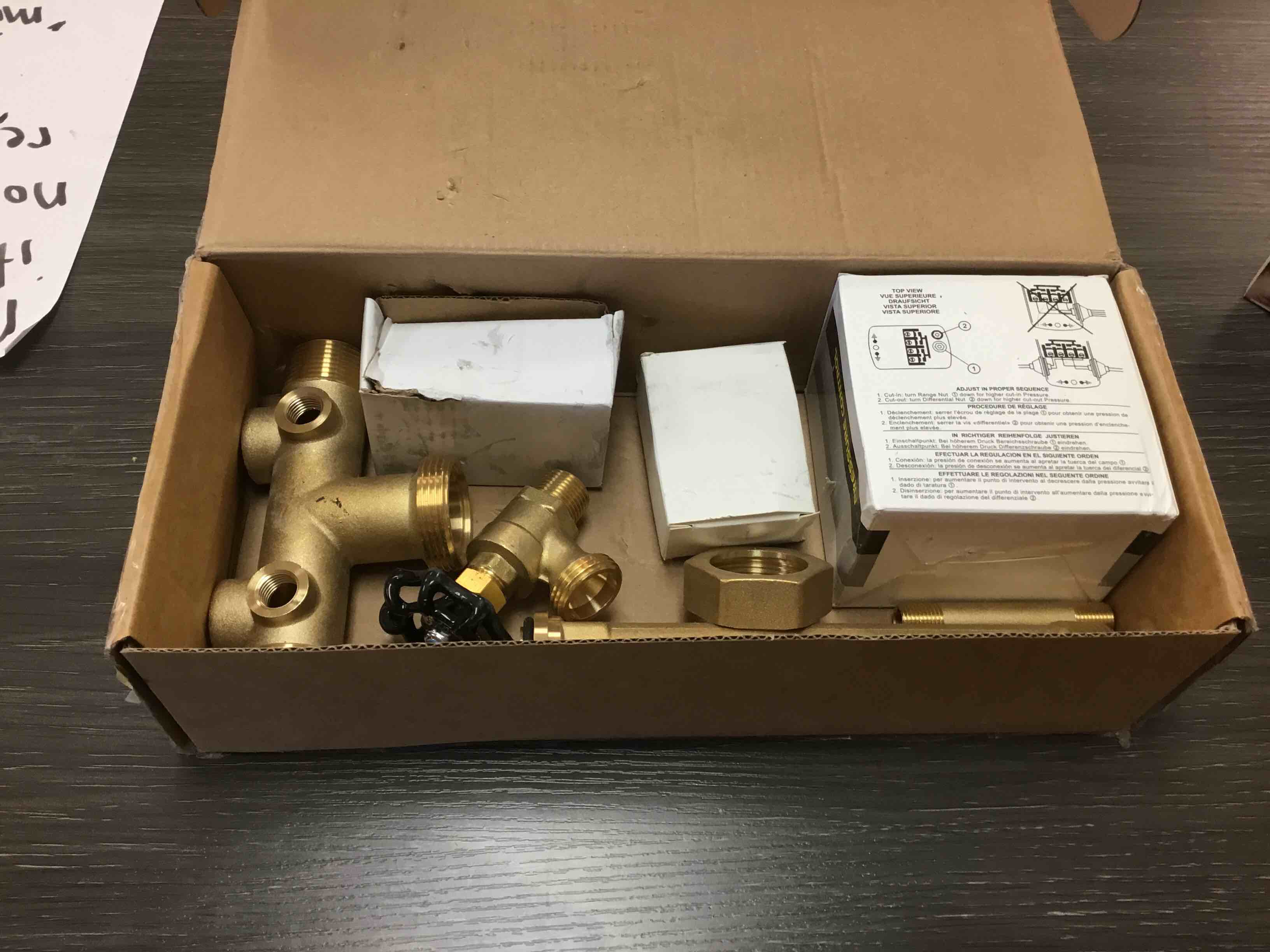 Condition photo showing Good Condition for miumoon 1"x 11" well pressure tank tee kit with union, 40-60psi pressure switch, pressure gauge, relief valve, drain valve, well tank tee kit for pressure tank with diameters up to 16" 40/60(+union)