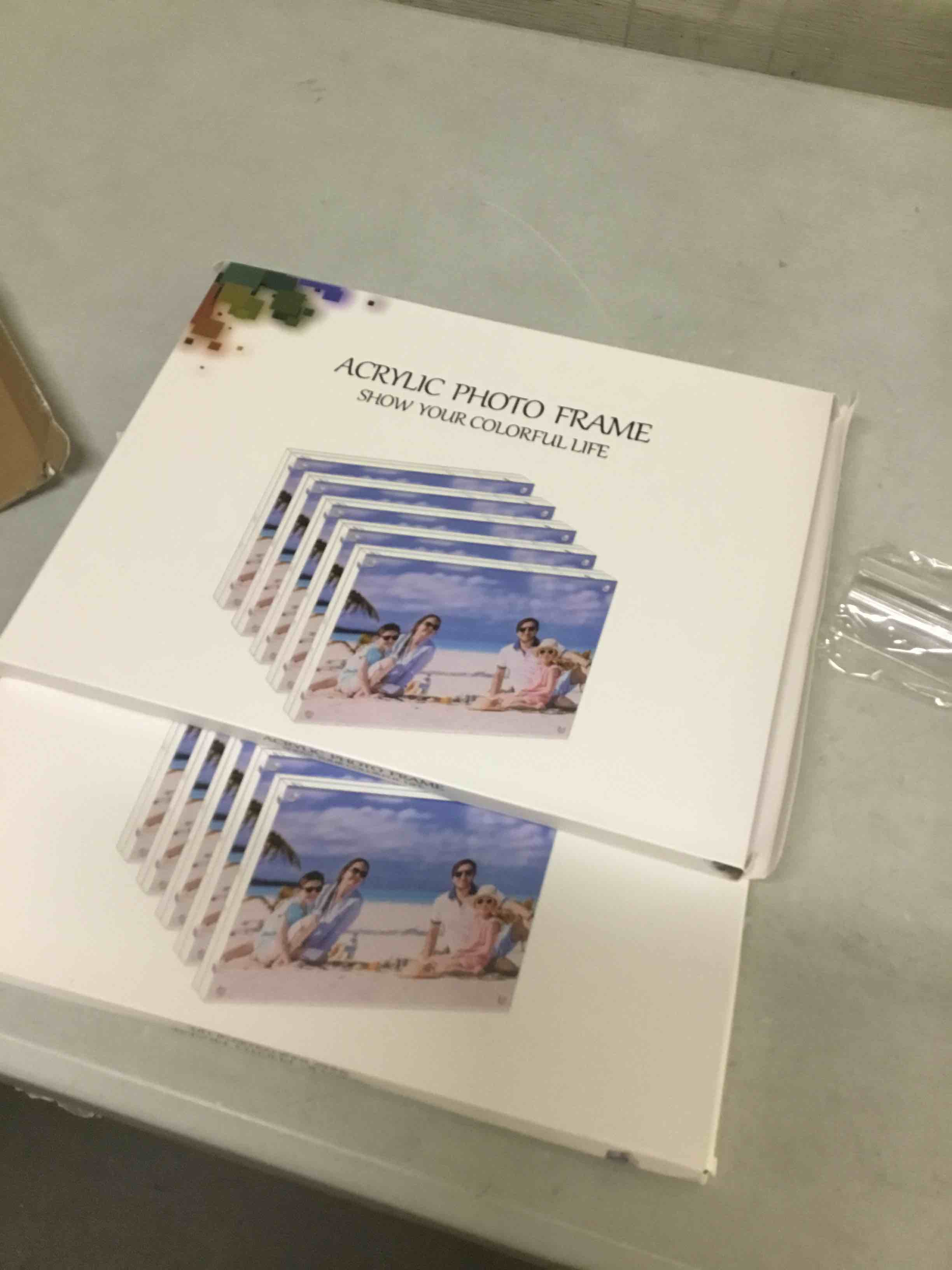 Condition photo showing New/Like New for premium acrylic photo frame 11x14 -2 pack gift box package, clear free standing desktop magnetic frame double sided best gift for family, perfect decorate birthday wedding party 11x14