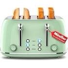 Mueller Retro Toaster 4 Slice with Extra Wide Slots Bagel, Defrost, and Cancel Function, 6 Browning Levels, Dual Independent Controls, Removable Crumb Tray and High Lift Levers