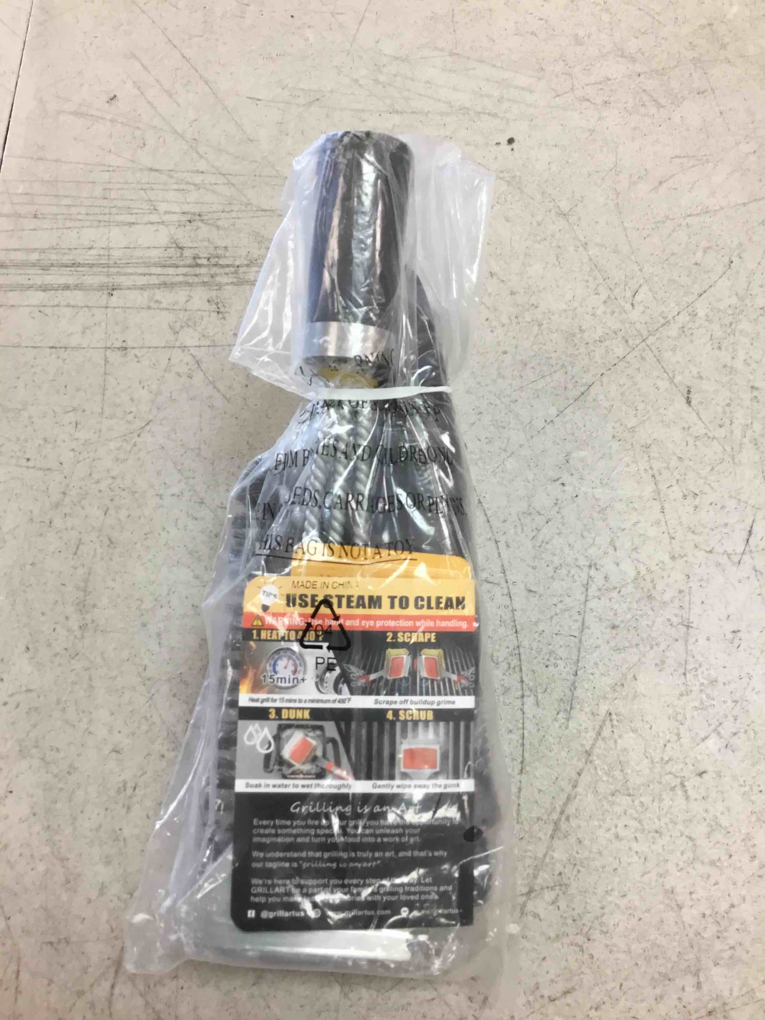 Condition photo showing New/Like New for grillart grill brush and scraper, extra strong bbq cleaner accessories, safe wire bristles 18" barbecue triple scrubbers cleaning brush for gas/charcoal grilling grates, wizard tool br-8115
