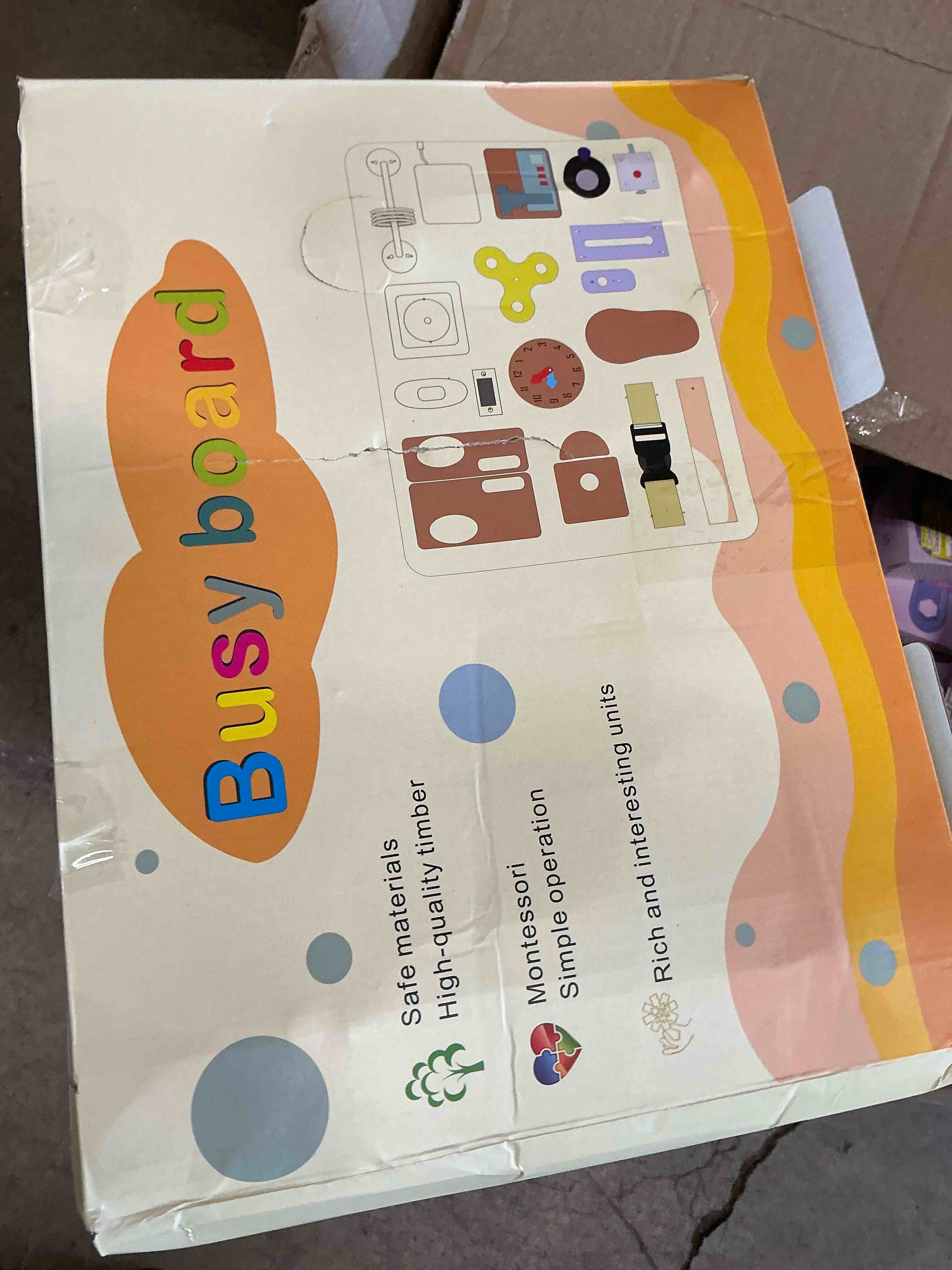 Condition photo showing Good Condition for busy board for toddlers 1 2 3 4 year old - large montessori sensory toys, wooden fidget activity board for boys and girls, motor skills gifts for adhd & autistic children kids