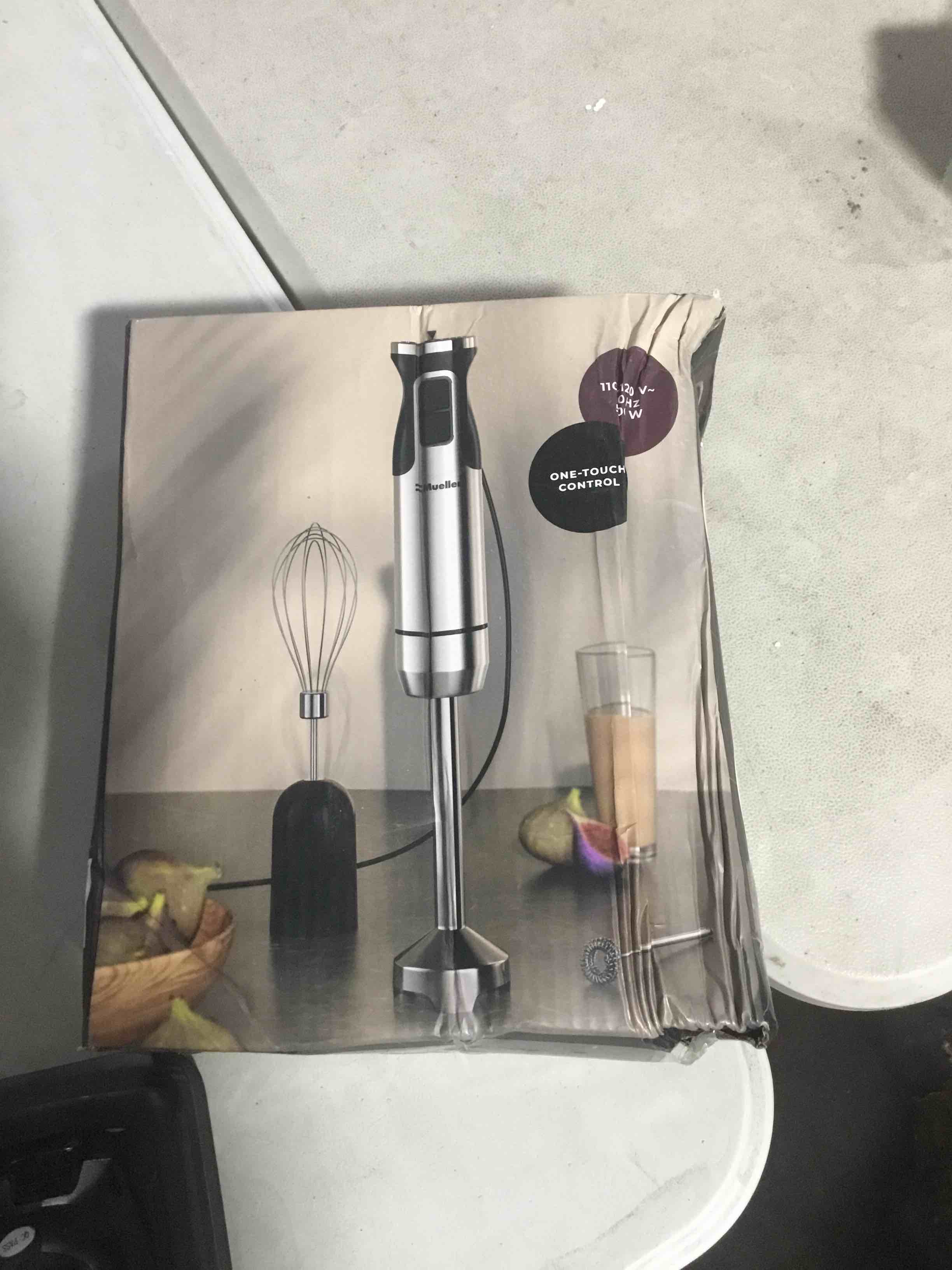 Condition photo showing Good Condition for Mueller Ultra-Stick 500 Watt 9-Speed Immersion Multi-Purpose Hand Blender Heavy Duty Copper Motor Brushed 304 Stainless Steel With Whisk, Milk Frother Attachments