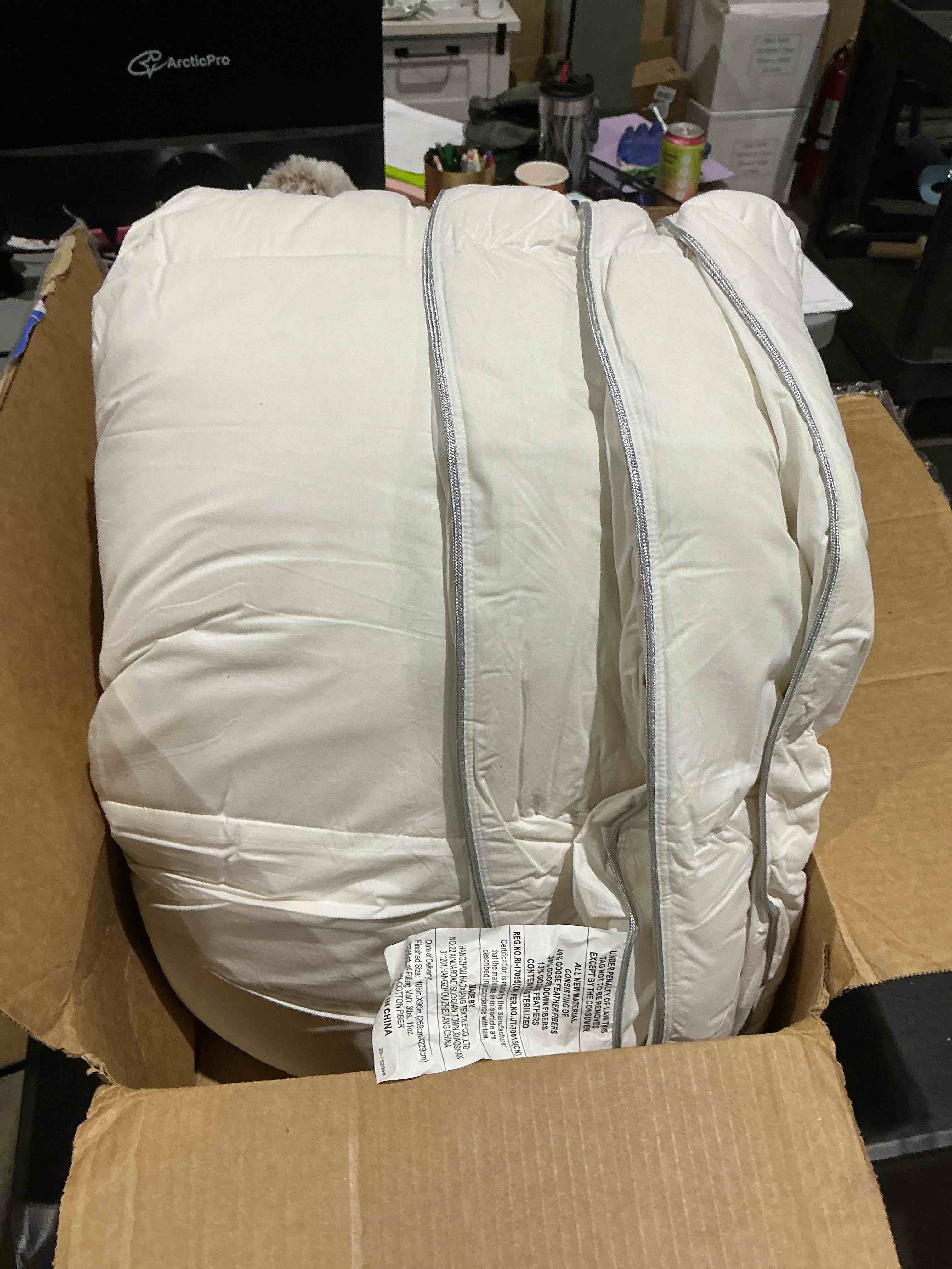 bedsure comforter set queen size white grey trim - cotton, queen comforter set for all seasons, 3 pieces, 1 comforter
