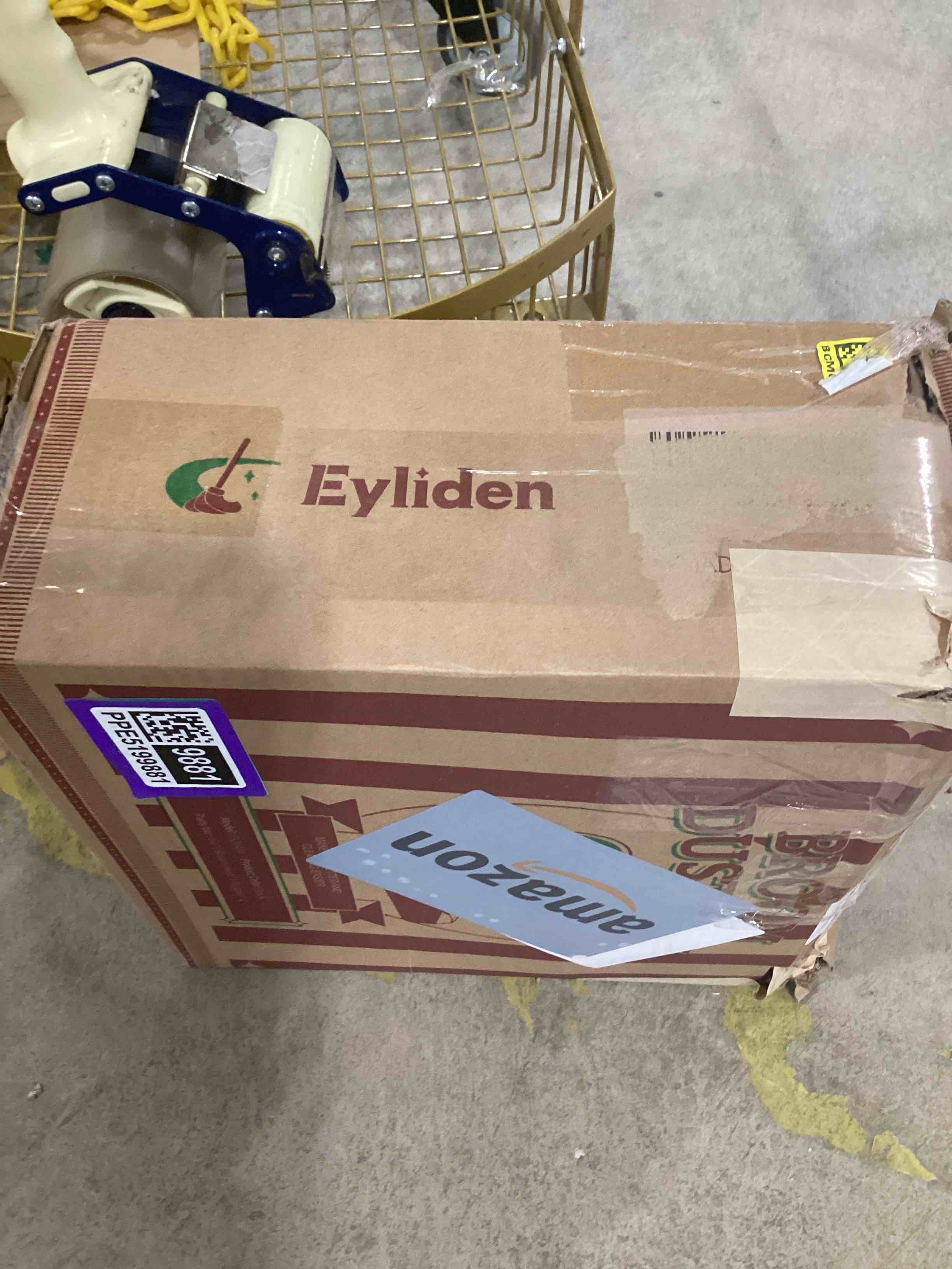 Condition photo showing As Is for eyliden commercial angle broom and dustpan combo, with long handle and lid, lobby dust pan sweep set for outdoor garages courtyard sidewalks decks indoor home kitchen room office (black broom+dustpan) black broom + dustpan