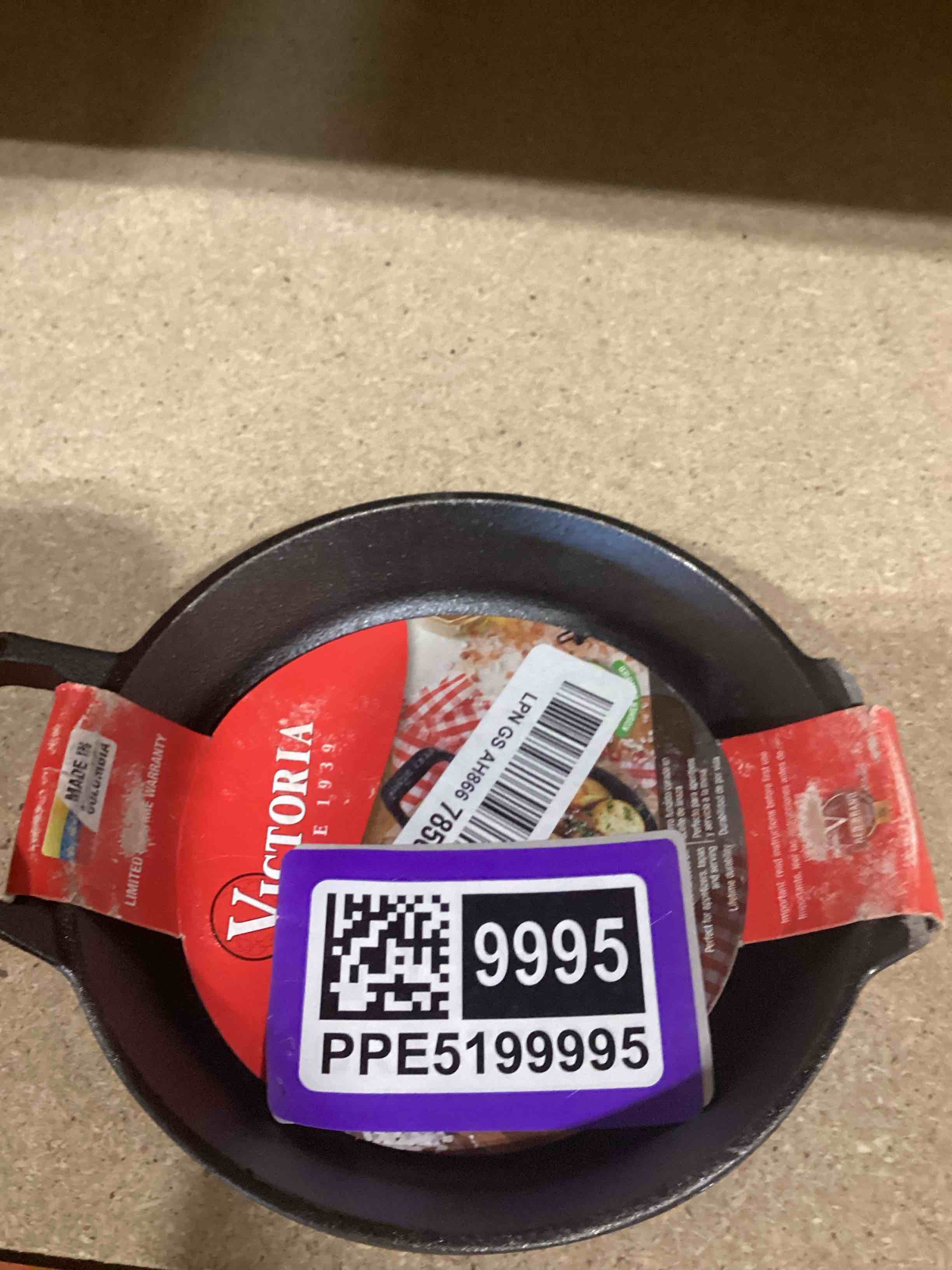 Condition photo showing As Is for victoria mini round cast iron casserole dish, preseasoned baking dish for appetizers, side dishes, soufflã©s, and single servings, made in colombia