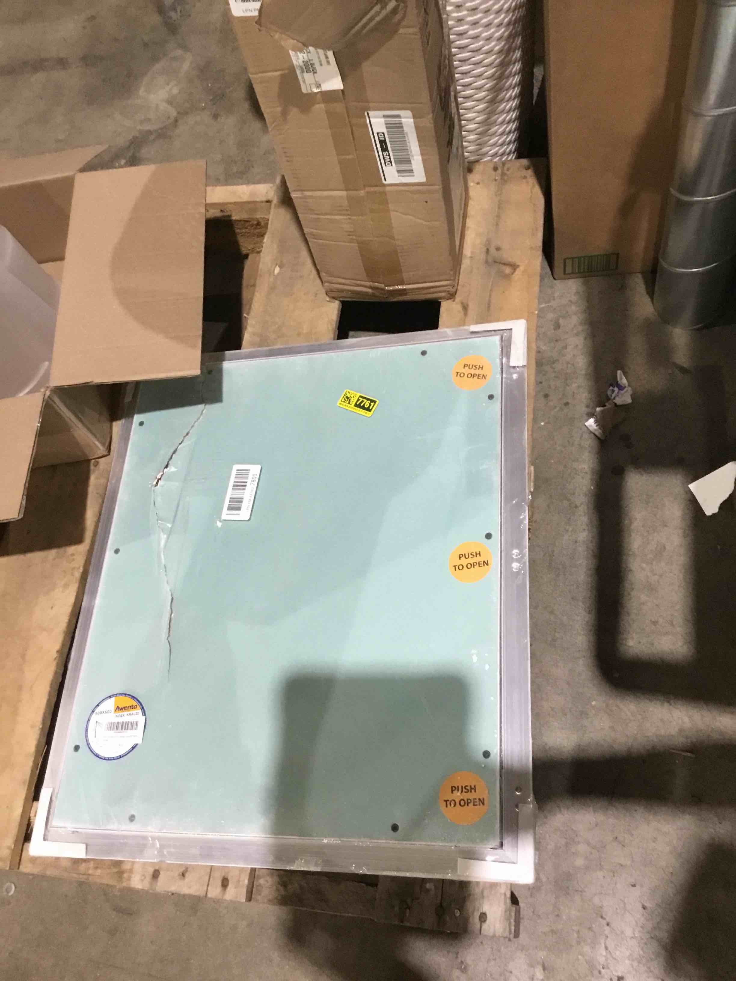 Condition photo showing As Is for vent systems 20" x 24" inch access panel - drywall, wall, electrical, plumbing cover plate - ceiling, wall mount drywall access panel - metal crawl space door for home, garage, basement, attic