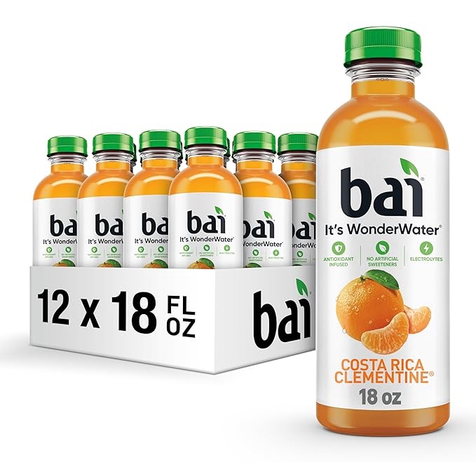 (Best by 04/09/2026) Bai Antioxidant Infused Water Beverage, Costa Rica Clementine, with Vitamin C and No Artificial Sweeteners, 18 Fluid Ounce Bottle, 12 Pack