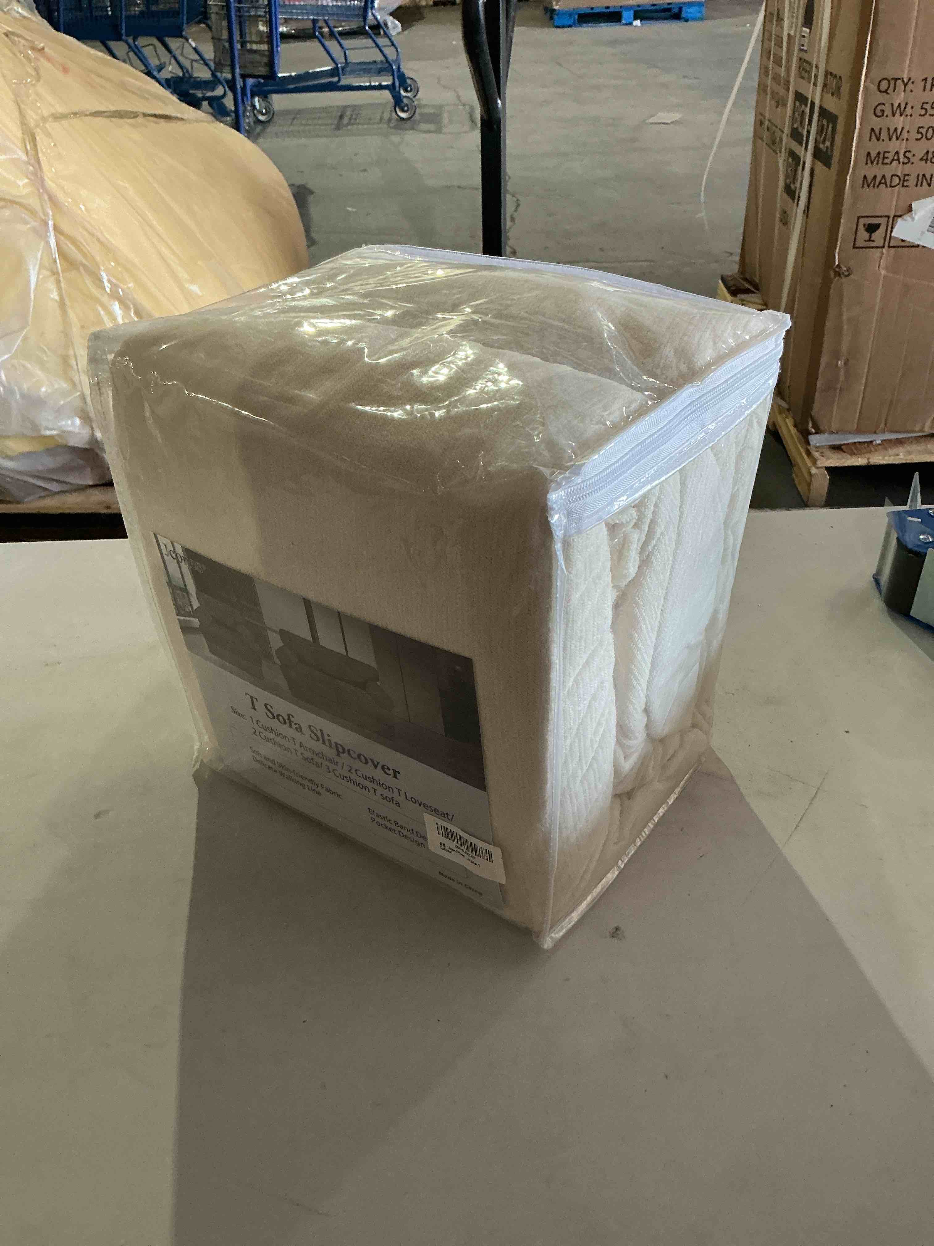 Condition photo showing New/Like New for 3 piece t cushion sofa slipcovers stretch couch cover furniture covers with 2 individual t cushion covers, machine washable for living room (light beige, 2 cushions)