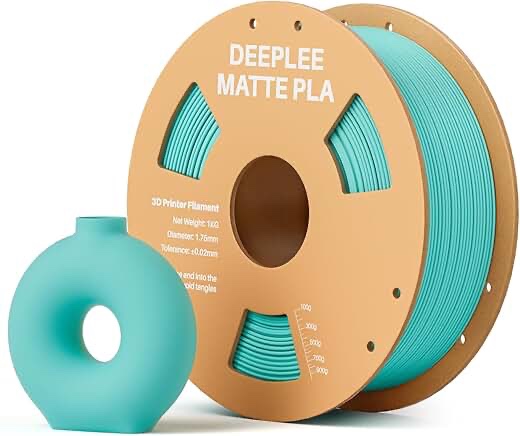deeplee matte pla filament 1.75mm, 3d printer filament dimensional accuracy +/- 0.02mm, no clogging, higher toughness, cardboard spool 3d filament, 1 spool, teal green
