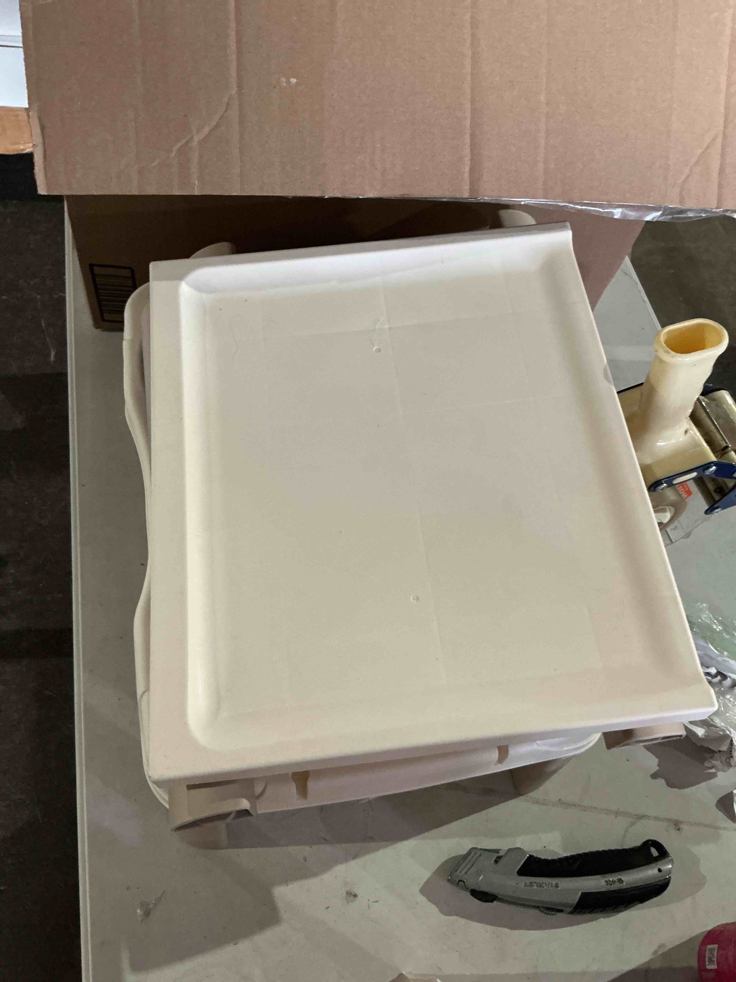 Condition photo showing As Is for hair washing basin, portable bedside shampoo bowl lying down hair washing tray with wheels, salon sink for bedridden, pregnant women (brown)