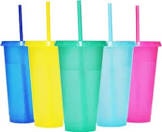 suertestarry tumbler with straw and lid,water bottle iced coffee travel mug cup,reusable plastic cups,perfect for parties,birthdays,16oz-22 pack (colors vary see additional pictures) 22 pack