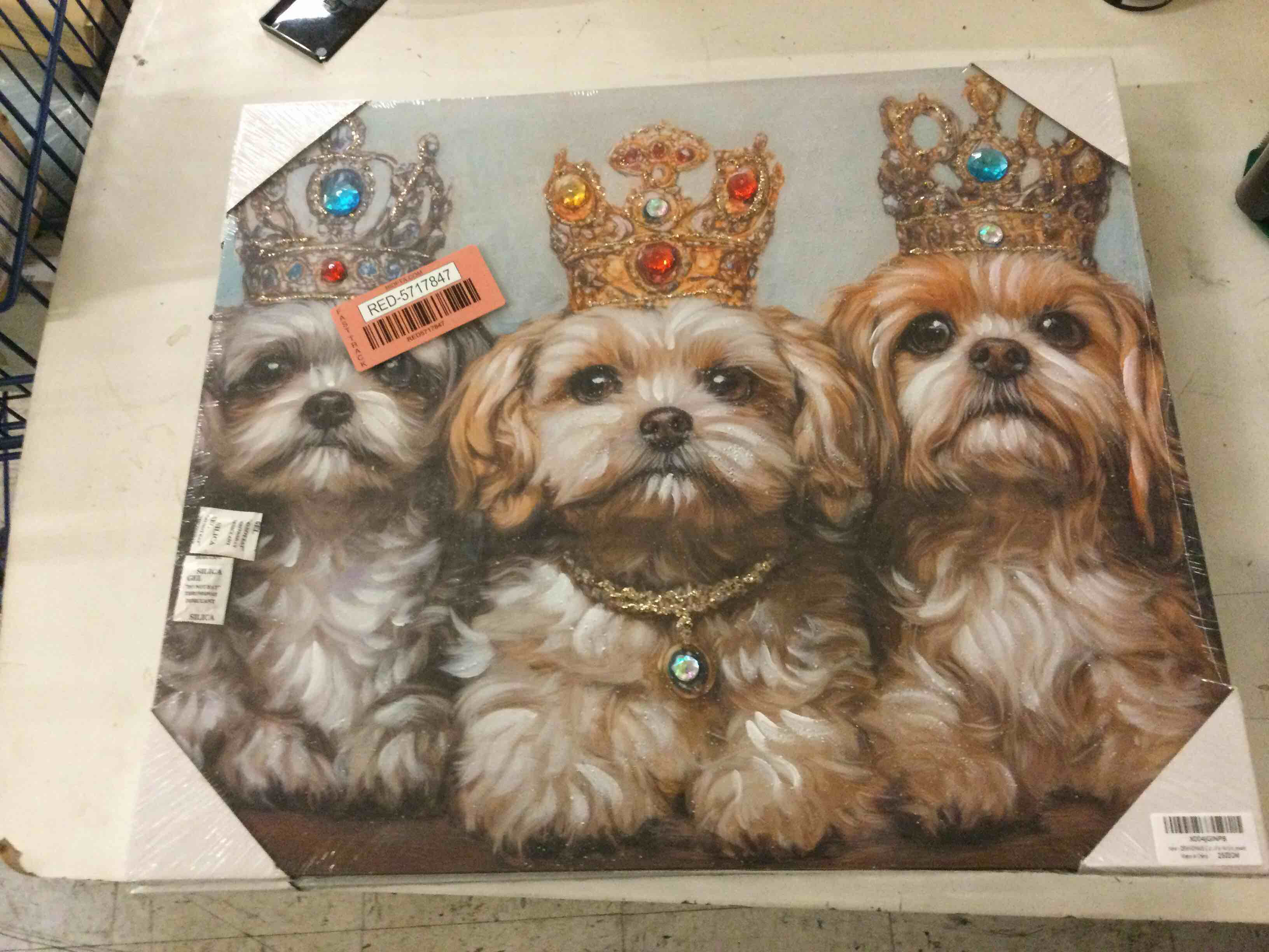 3 pups king poster canvas art, pictures wall decor, ready to hang design 3 puppies 23"l x 23"w