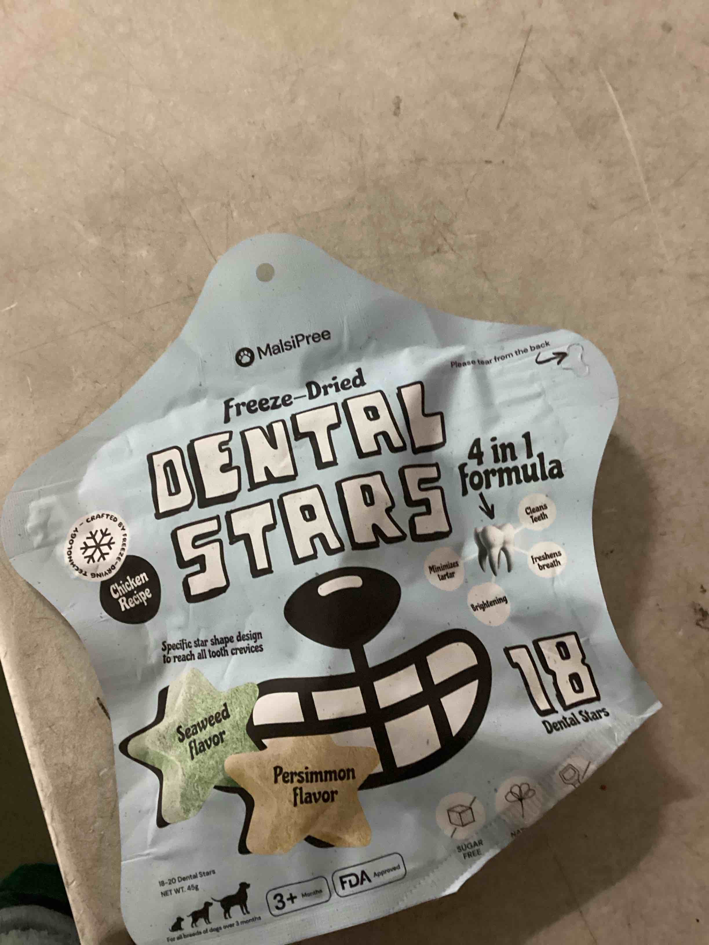 Condition photo showing As Is for MalsiPree Freeze Dried Dental Chews for Dogs - Clean, Brighten, Freshen Breath & Minimize Tartar - Dog Teeth Cleaning Chews - Anti-Choke - Natural Lysozyme (Chicken Base, 18 pc)
