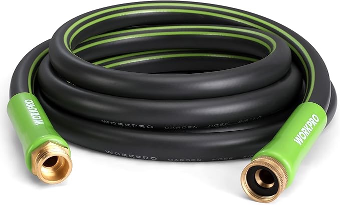 workpro garden hose 5/8 in heavy duty, flexible, lightweight water hose with 360° rotation handle, ght solid brass fittings, for outdoor, lawn, garden & yard, car wash