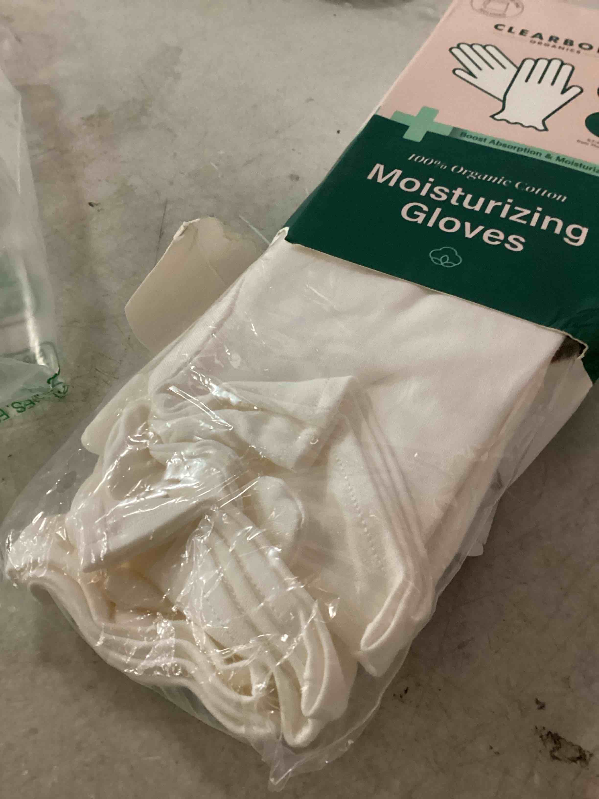 Condition photo showing Good Condition for Clearbody Organics White Organic Cotton Gloves 5 Pairs (10 Pcs) – 100% Organic Cotton Gloves for Dry Hands –Reusable Moisturizing Gloves for Cracked Hands Repair (Medium)