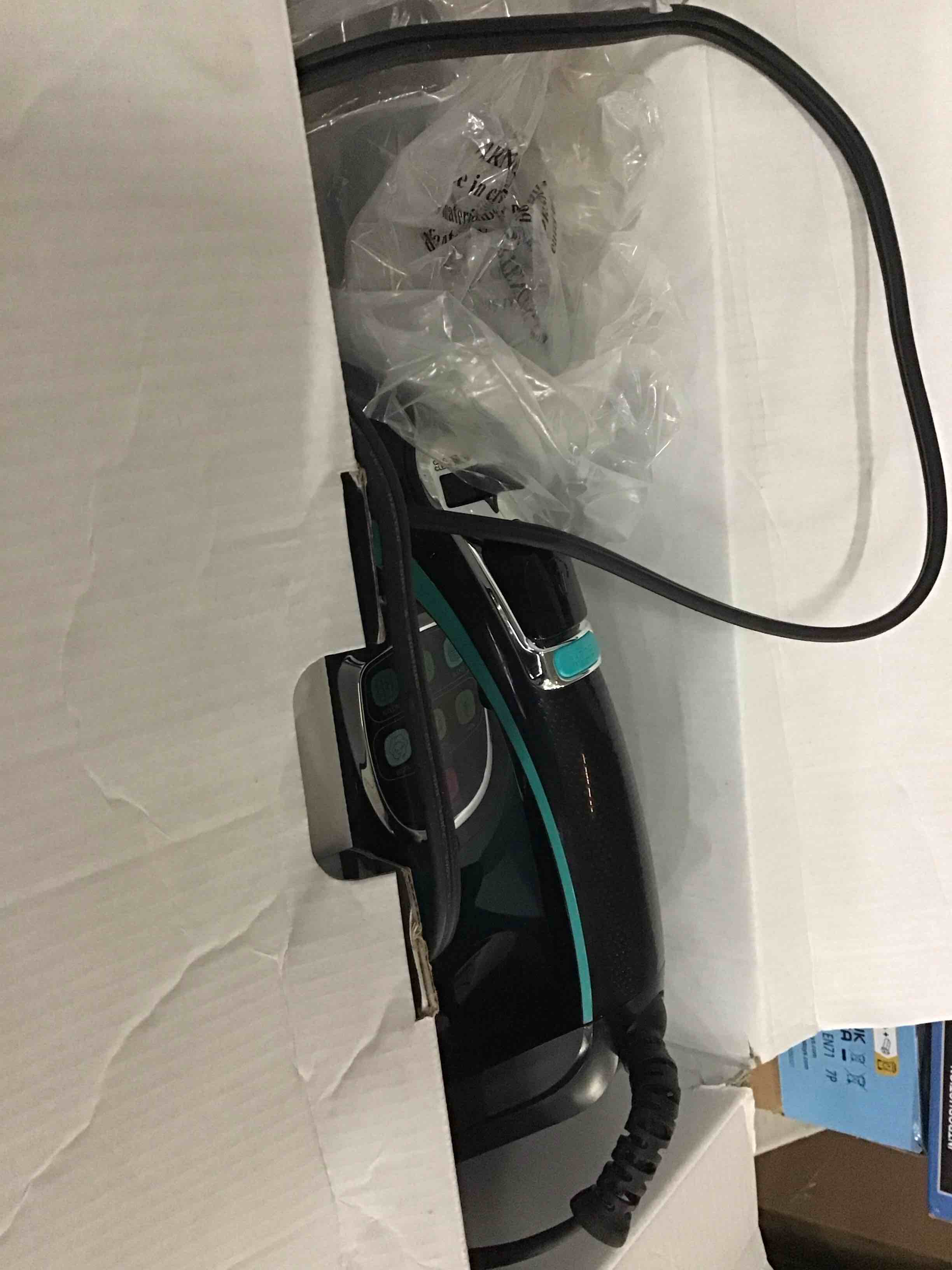 Condition photo showing As Is for PurSteam SteamTech Elite 1750W Steam Iron, Digital Temp Control & LED Display, Ceramic Soleplate, Adjustable Steam, Self-Clean, Anti-Calc, Anti-Drip, Auto Shut-Off