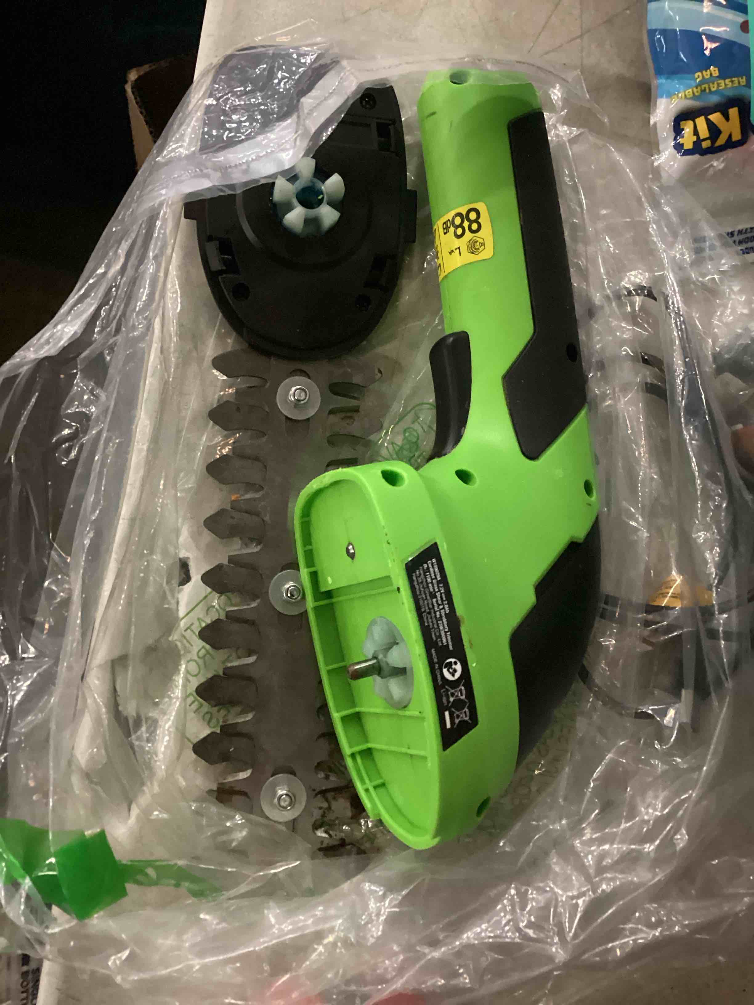 Condition photo showing As Is for WORKPRO Cordless Grass Shear & Shrubbery Trimmer - 2 in 1 Handheld Hedge Trimmer Electric Grass Trimmer Hedge Shears/Grass Cutter Rechargeable Lithium-Ion Battery and Type-C Cable Included (Green)