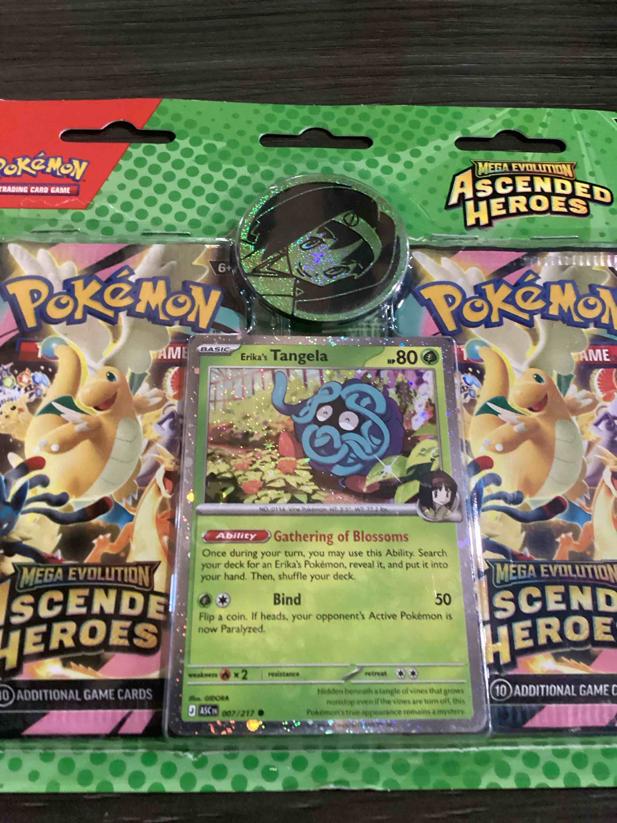 Condition photo showing Good Condition for pokemon tcg: mega evolution: ascended heroes: 2-pack blister (2 booster packs, promo card & coin) j