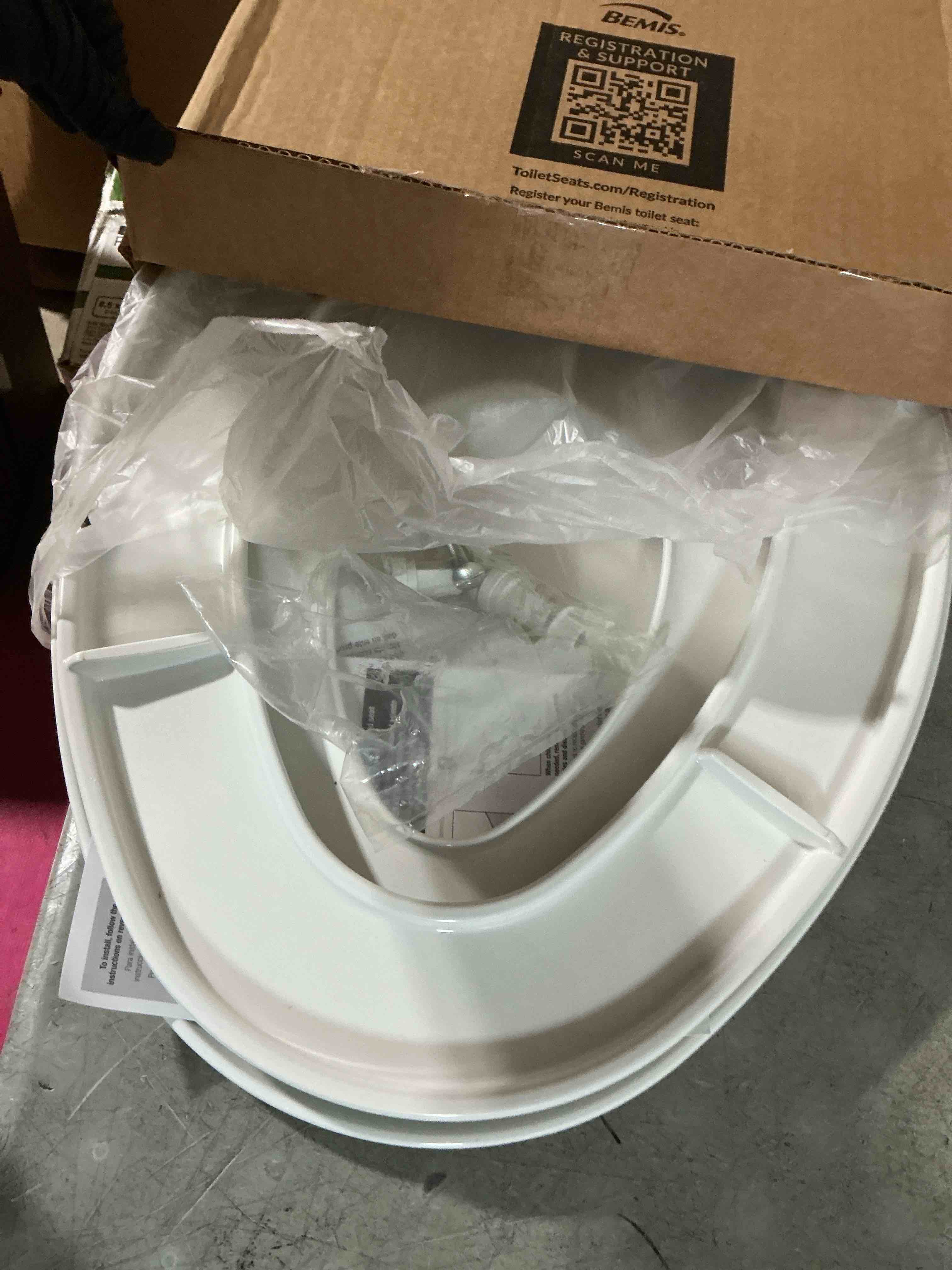 Condition photo showing As Is for little2big toilet seat with built-in toddler potty training seat, slow close, easy to install, made in usa, elongated, white