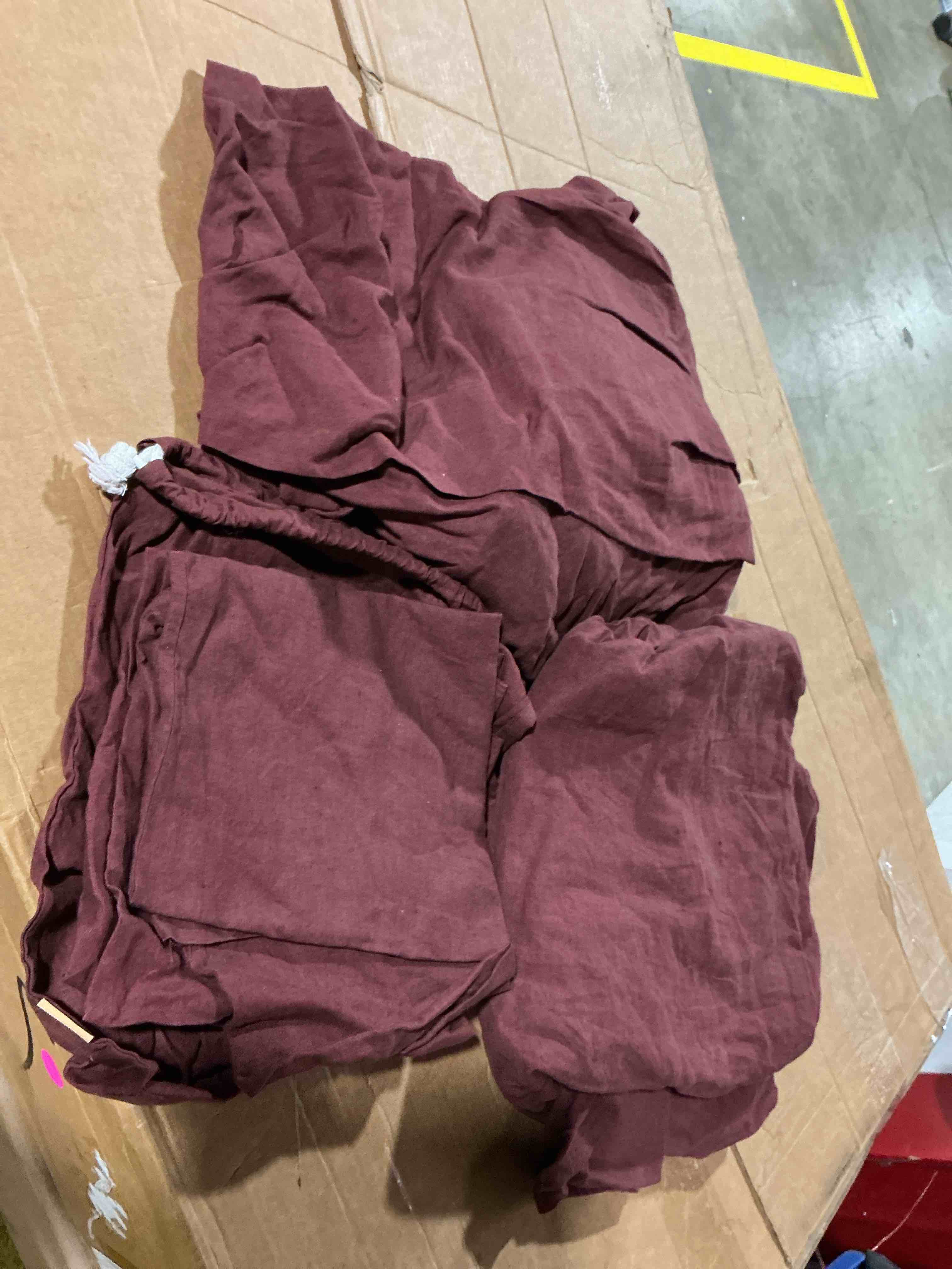 Condition photo showing As Is for european linen sheet set, king, burgundy