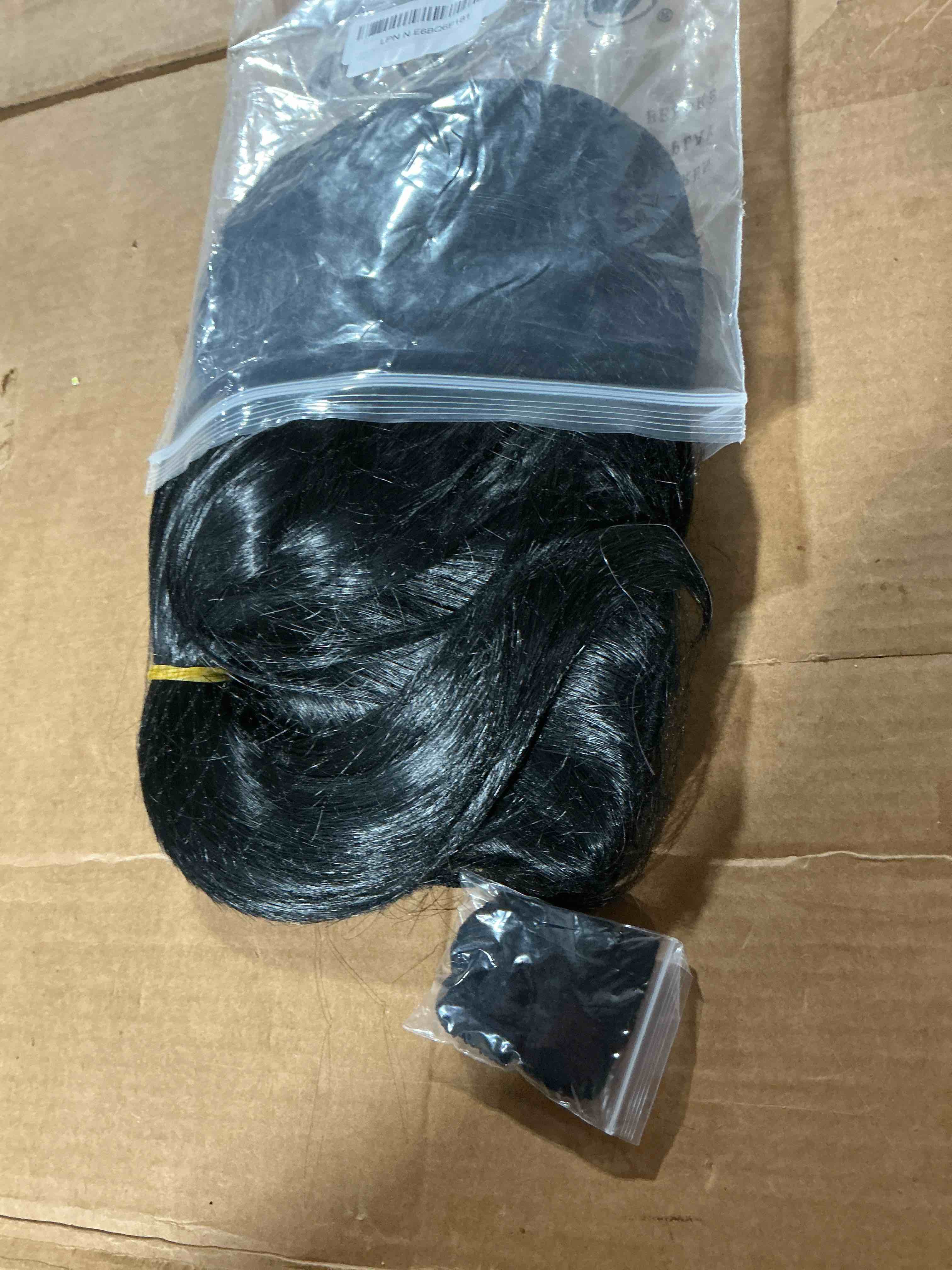 Condition photo showing New/Like New for long black ponytail wig with bangs black ponytail wig for women | peluca negra synthetic anime wigs with detachable clip-on ponytail blackish cosplay wigs for halloween costume party+hair cap