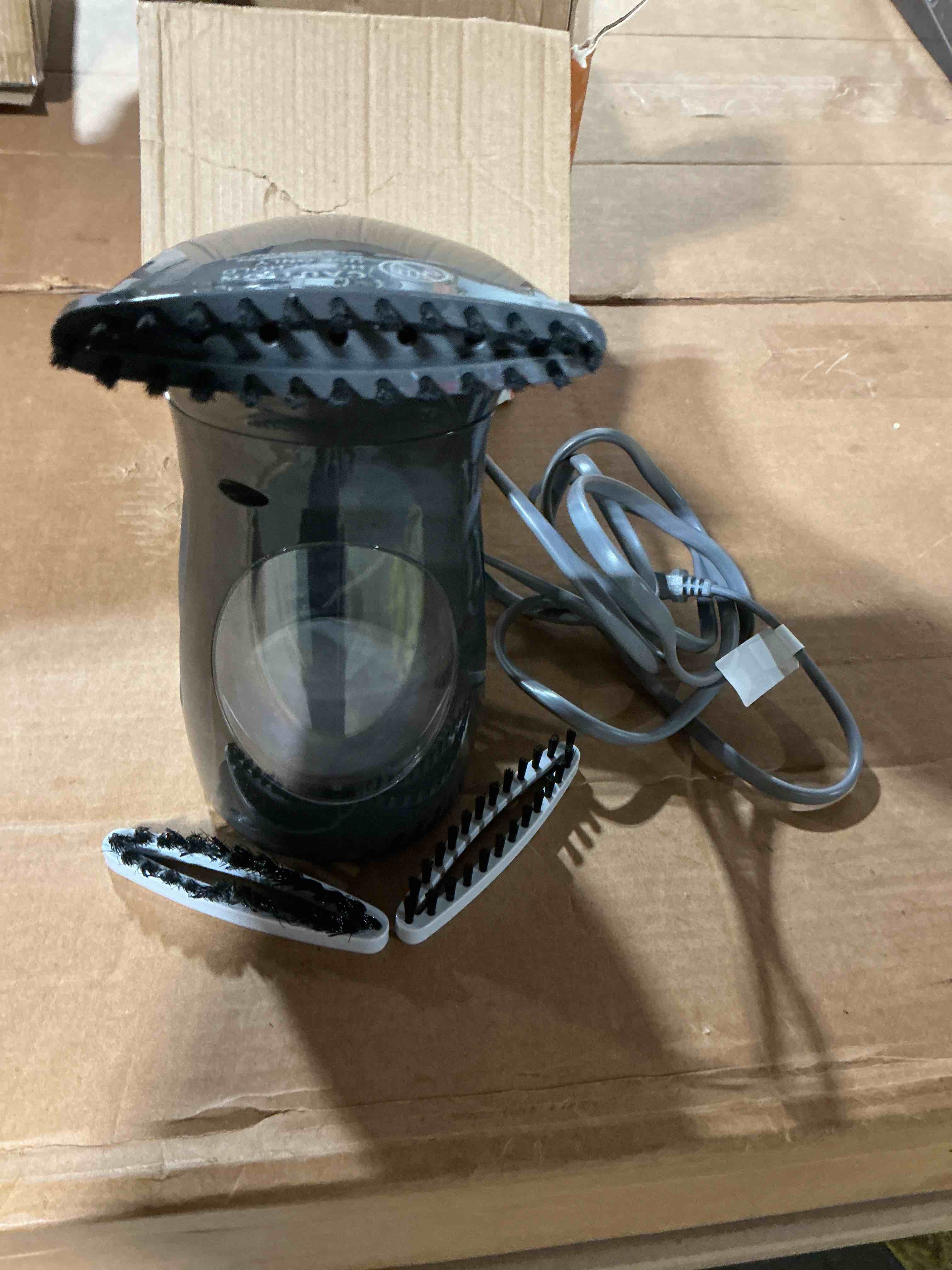 Condition photo showing As Is for hilife steamer for clothes, portable handheld design, 240ml big capacity, 700w, strong penetrating steam, removes wrinkle, for home, office(only for 120v)-black 1-black