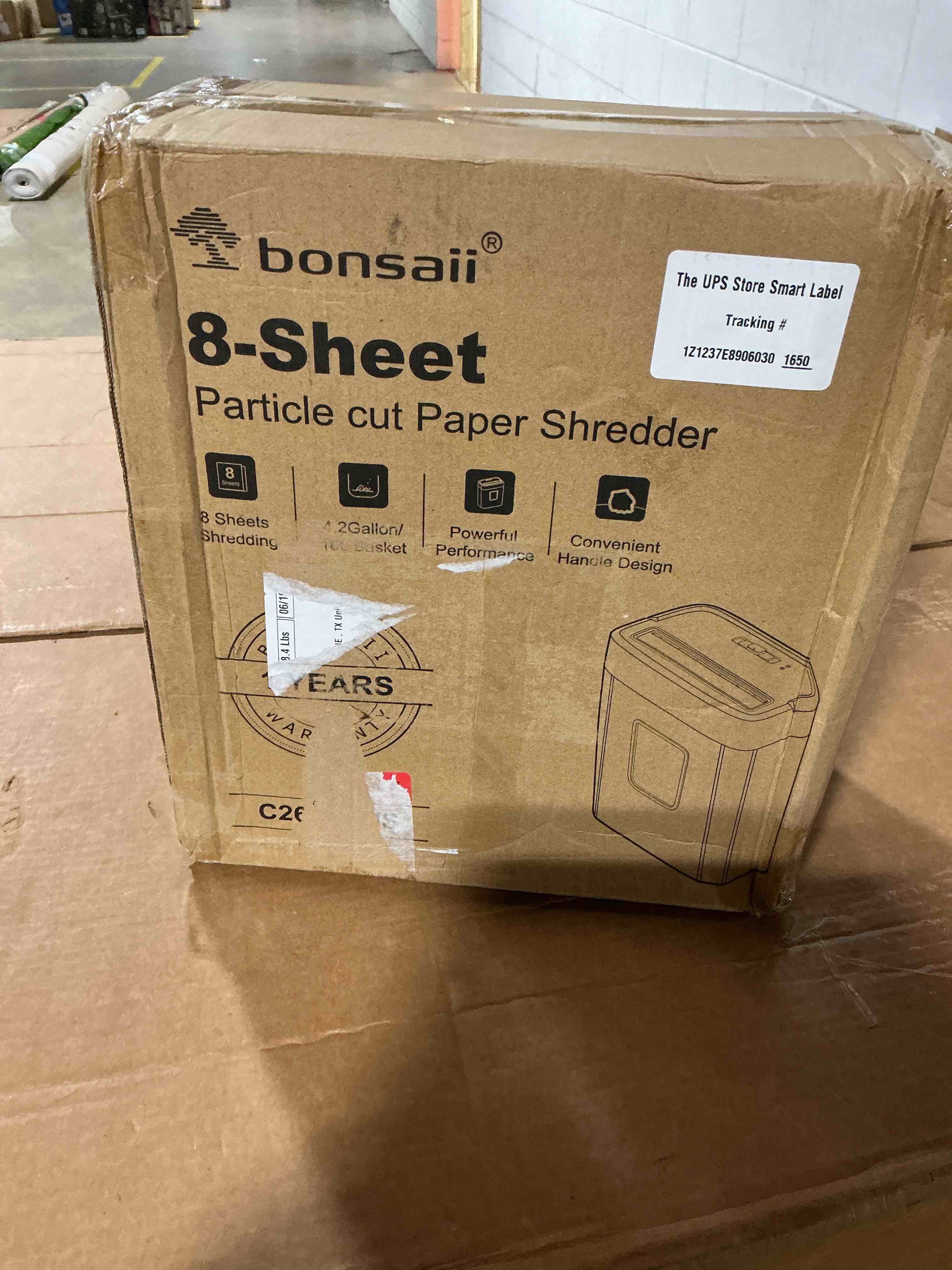 Condition photo showing New/Like New for bonsaii paper shredder, 8-sheet crosscut home office shredder with 4.2 gallon bin, p-4 security level document shredder shred credit card/mail/staple/clip (c261-c updated) crosscut 8 sheet updated