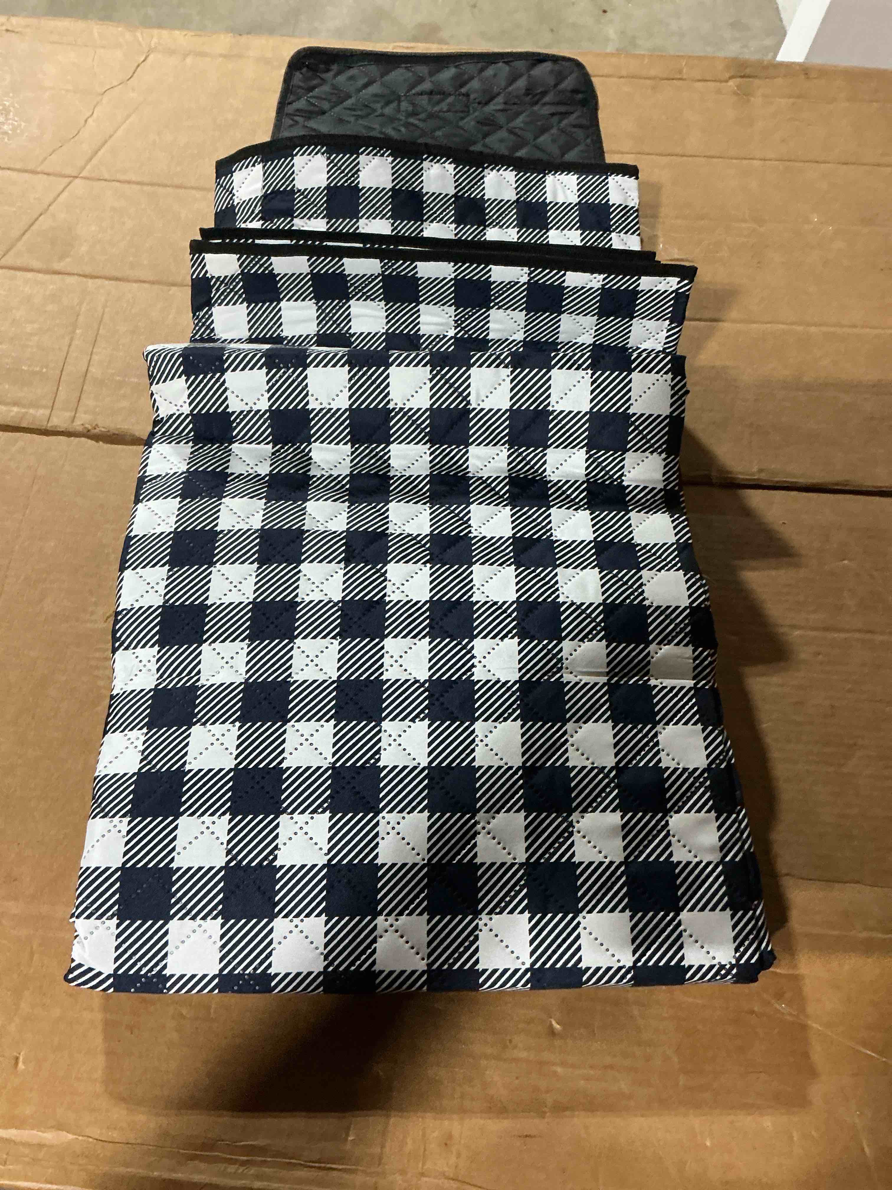 Condition photo showing As Is for zaze picnic blankets machine washable, 80''x80'' extra large waterproof sandproof foldable compact beach blanket, oversized xl outdoor mat for spring summer camping, park, travel grass(blue and white)
