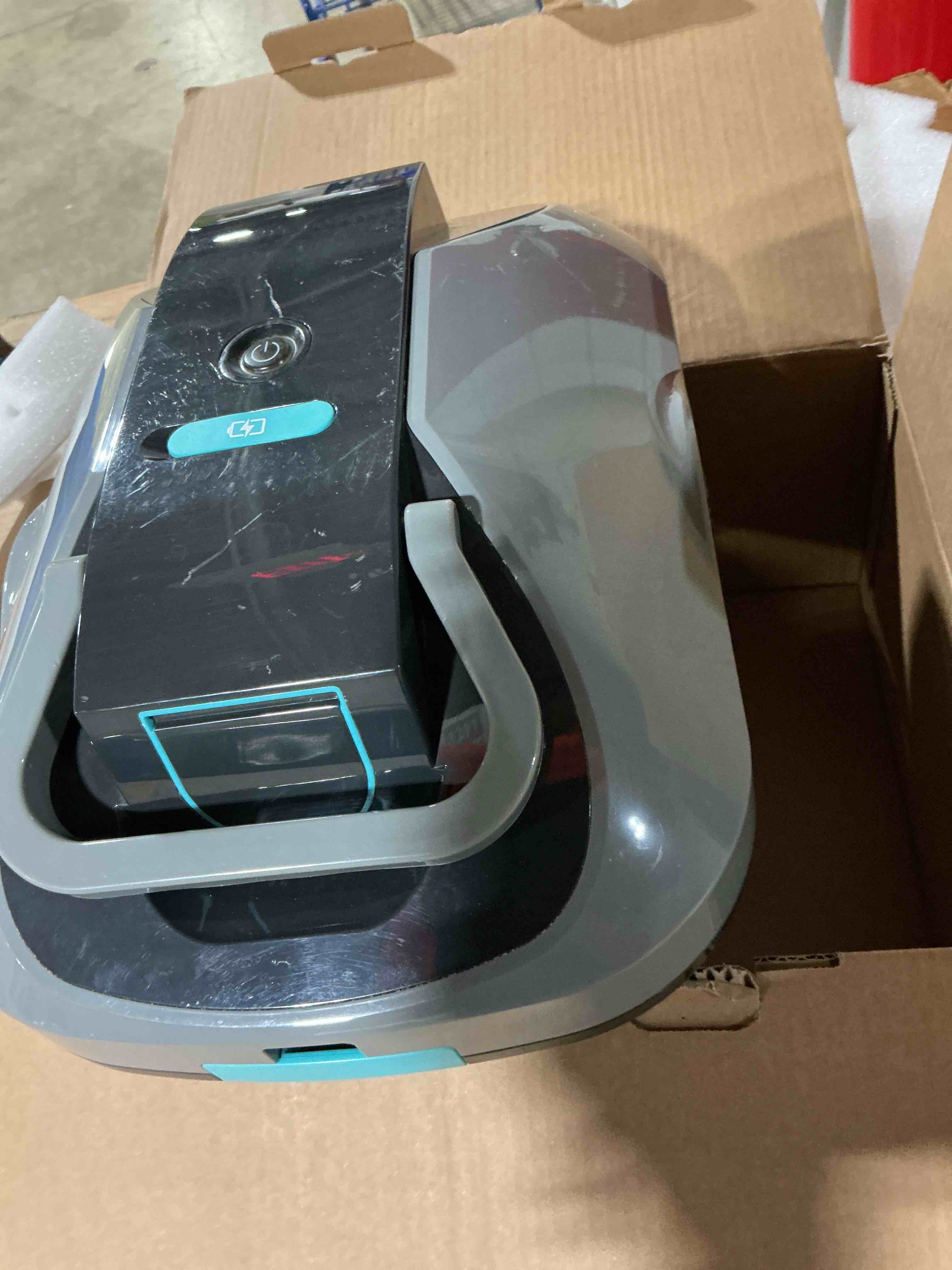 Condition photo showing As Is for robotic pool cleaner, cordless pool vacuum for above ground & inground pools, 200mins runtime automatic pool vacuum robot for leaves & dirt, powerful suction up to 2500 sq.ft, self parking-teal