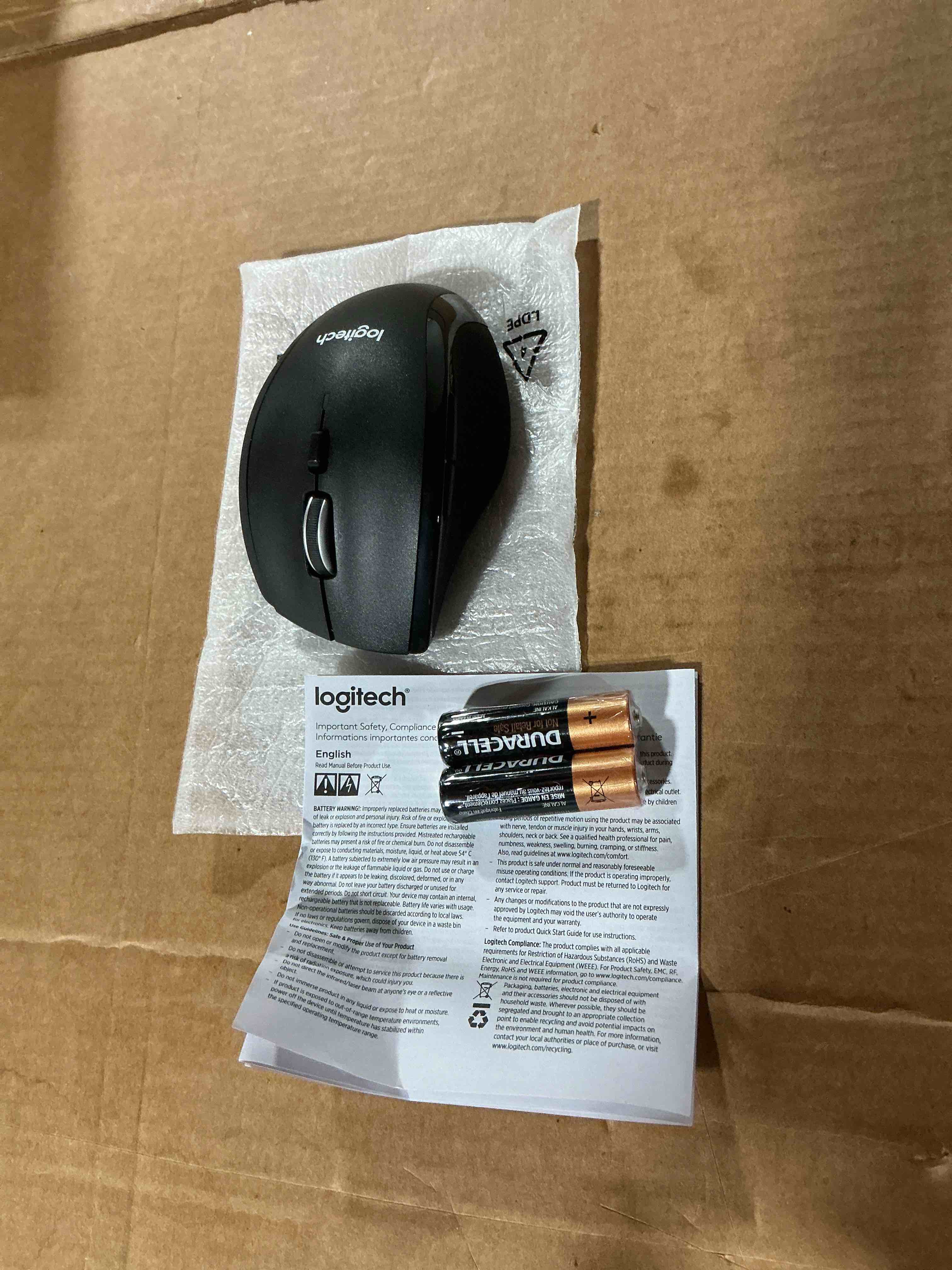 Condition photo showing As Is for logitech m705 marathon wireless mouse, gaming mouse wireless, 2.4 ghz usb-a receiver, 5-programmable buttons, 3-year battery, pc, mac, laptop, chromebook - black m705 1.0.  