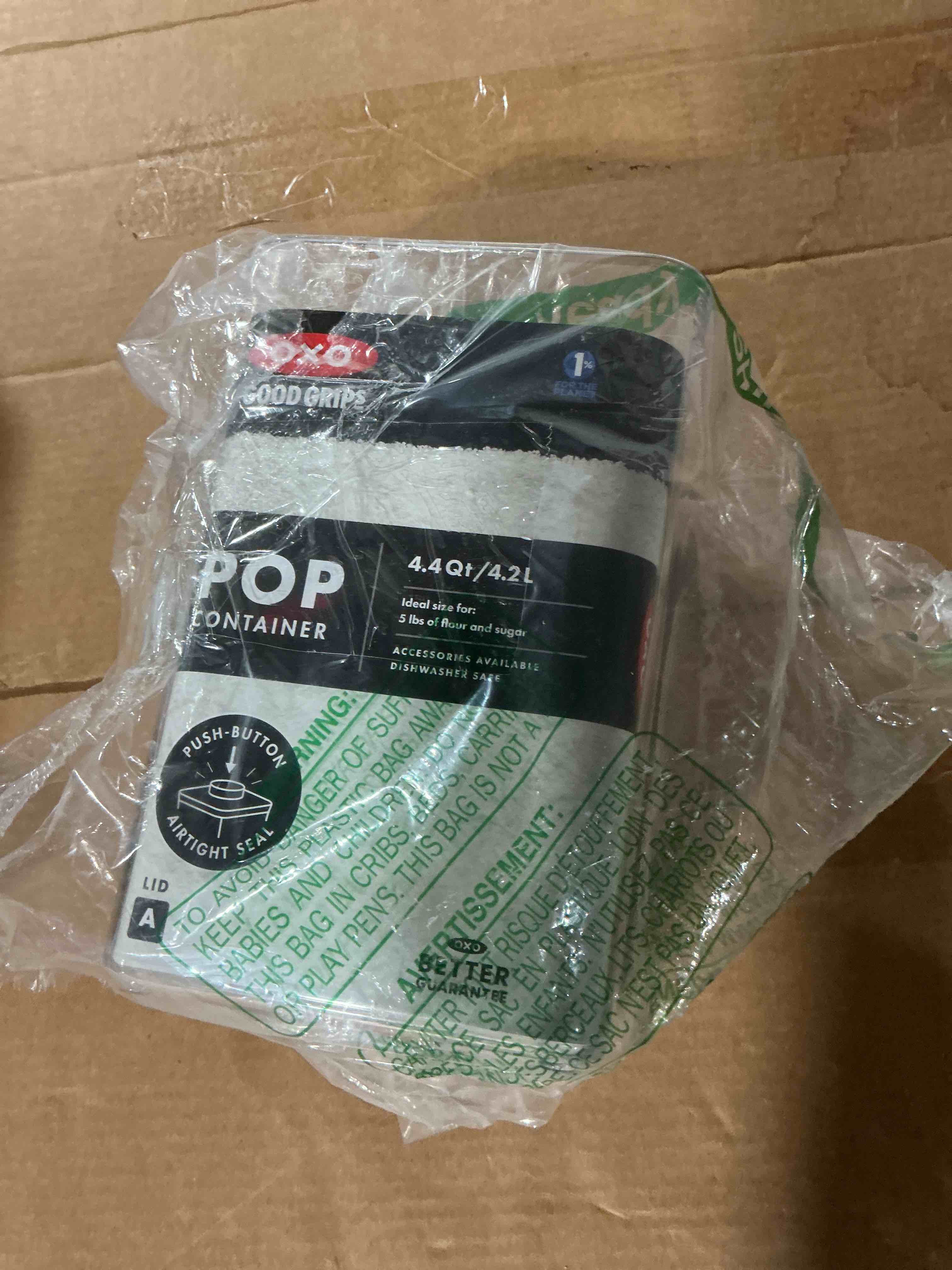 Condition photo showing As Is for oxo good grips pop container - 4.4 qt/4.2 l, airtight food storage containers 4.4 qt white