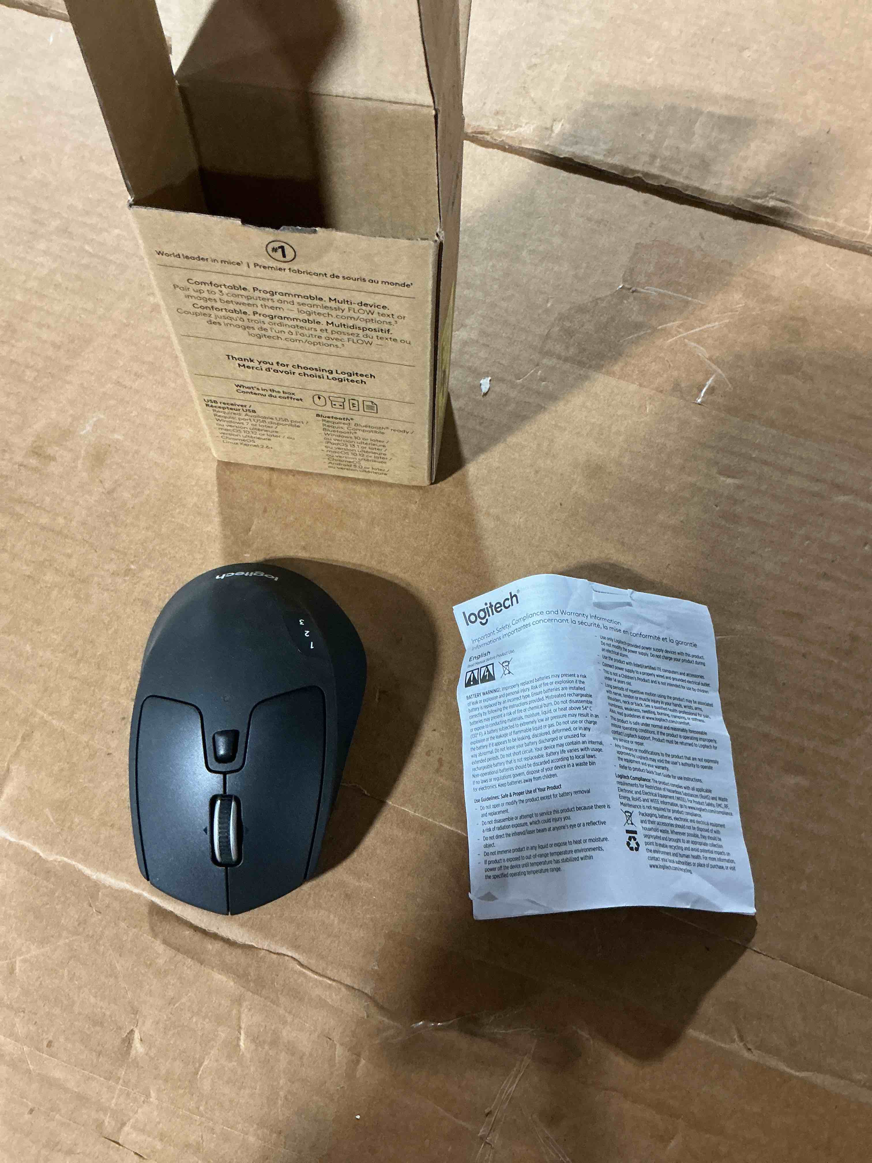 Condition photo showing As Is for logitech m720 triathlon multi-device wireless mouse, bluetooth, usb unifying receiver, 1000 dpi, 6 programmable buttons, 2-year battery, compatible with laptop, pc, mac, ipados - black m720 1.0