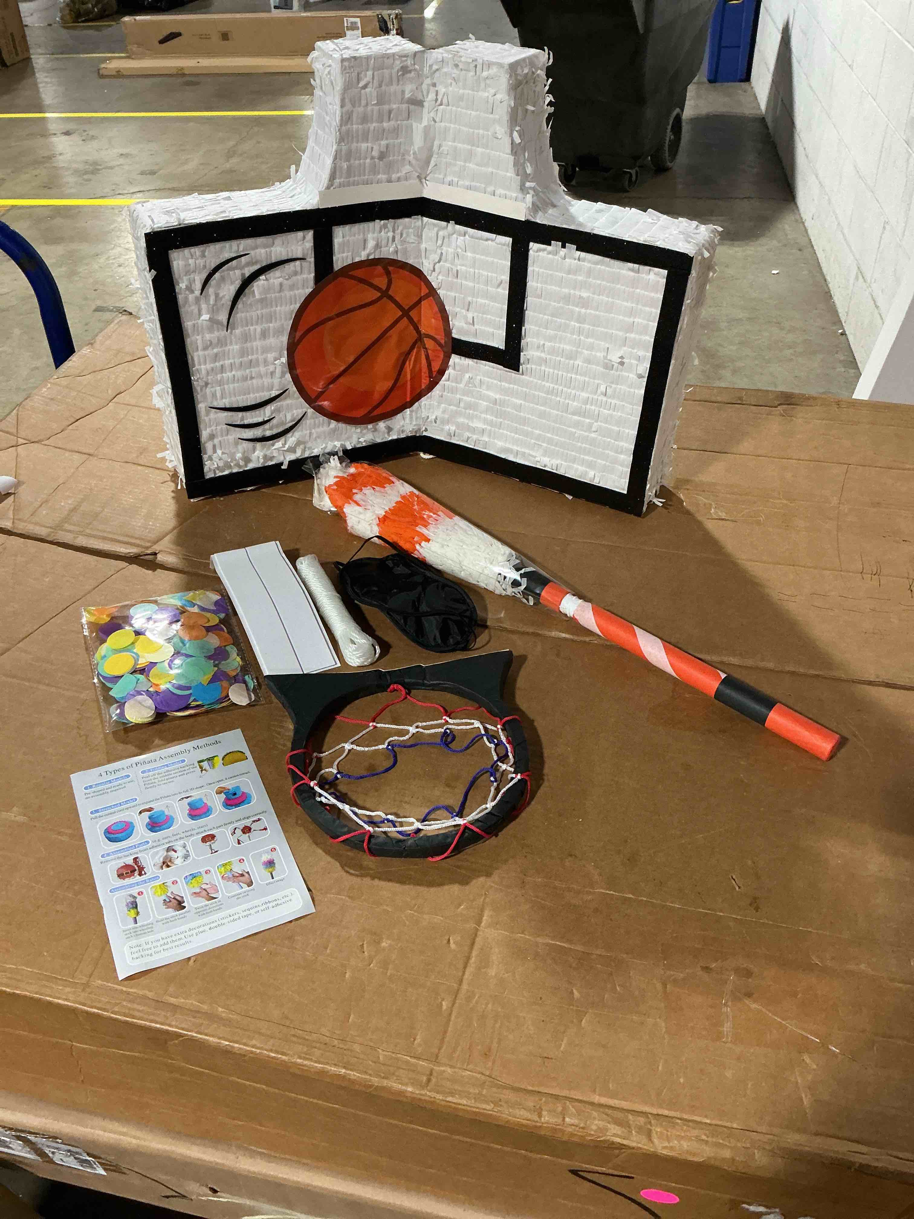 Condition photo showing Good Condition for basketball pinata with blindfold and bat stick basketball birthday party decorations for kids boys basketball themed party supplies sports carnival games