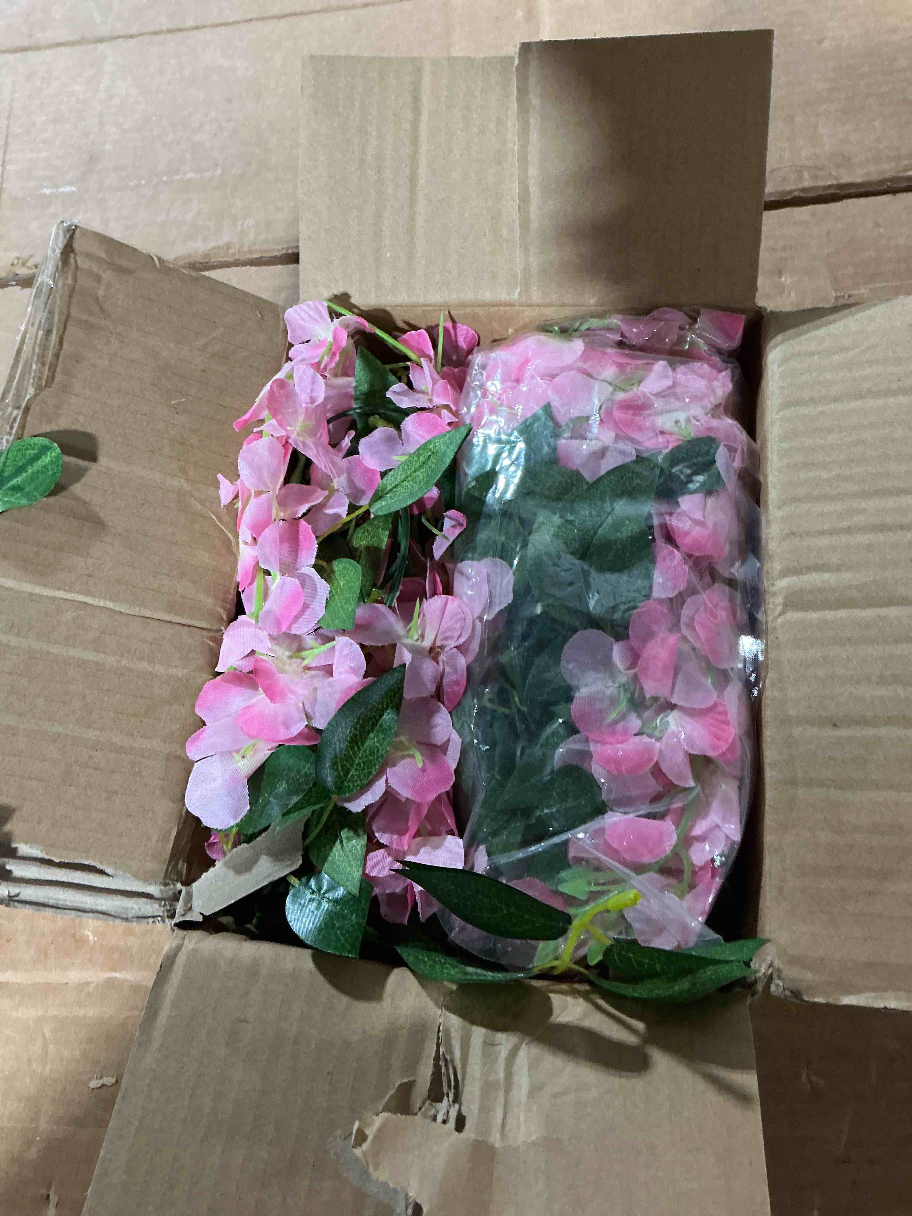 Condition photo showing Good Condition for lvydec wisteria artificial flowers garland, 4 pcs total 28.8ft artificial wisteria vine silk hanging flower for home garden outdoor ceremony wedding arch floral decor (pink)
