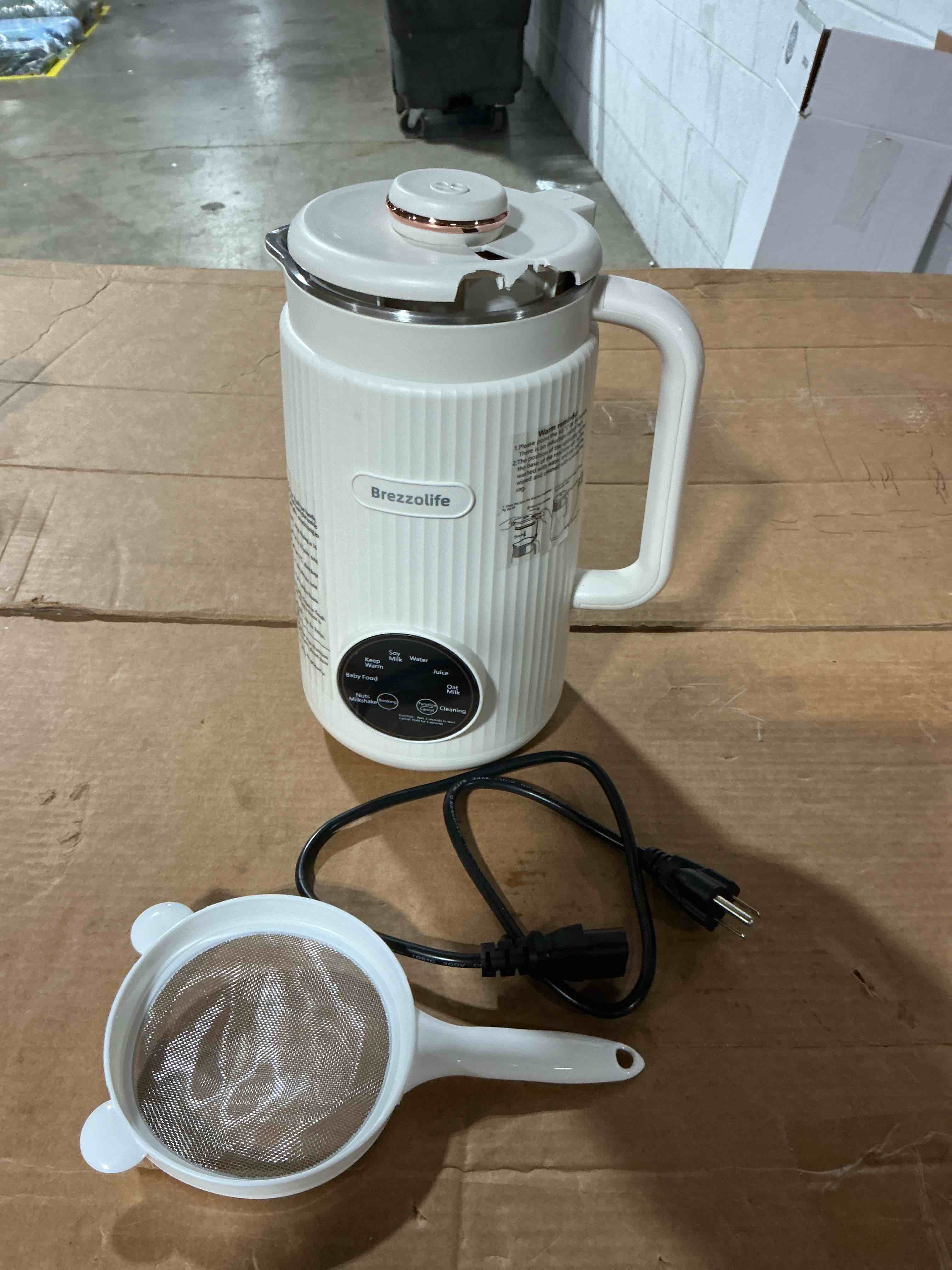 Condition photo showing As Is for nut milk maker,40oz large capacity stainless steel automatic soy milk machine for homemade,oat,plant-based milk and non-dairy beverages almond cow milk machine with delay start,self cleaning (white)
