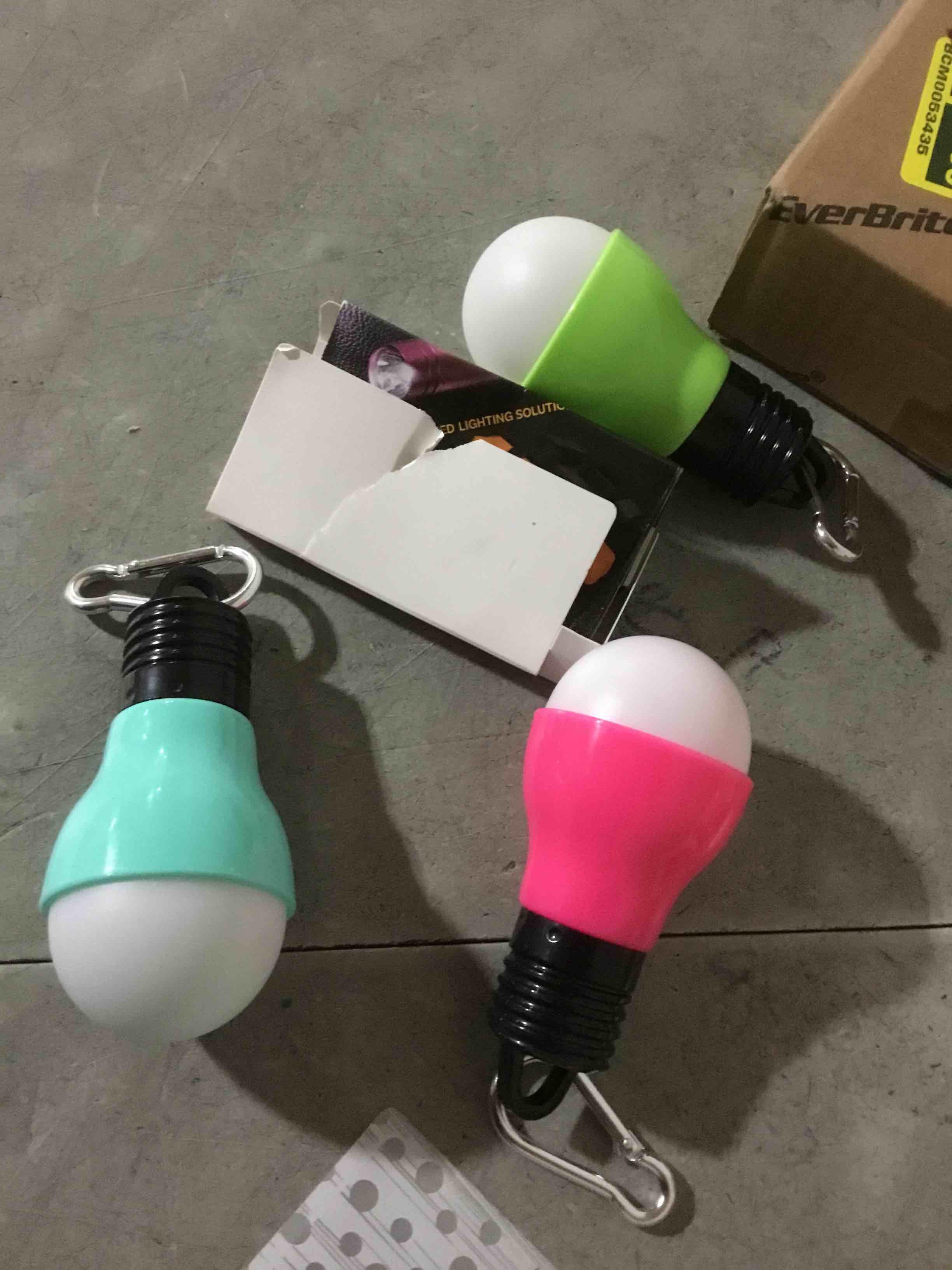 Condition photo showing Good Condition for EverBrite 3-Pack Camping Lights - 3 Lighting Modes, Portable LED Bulbs Ideal for Kids’ Adventure Activities, Backpacking, Camping, Picnic, Emergency and More, 3 x AAA Batteries Included
