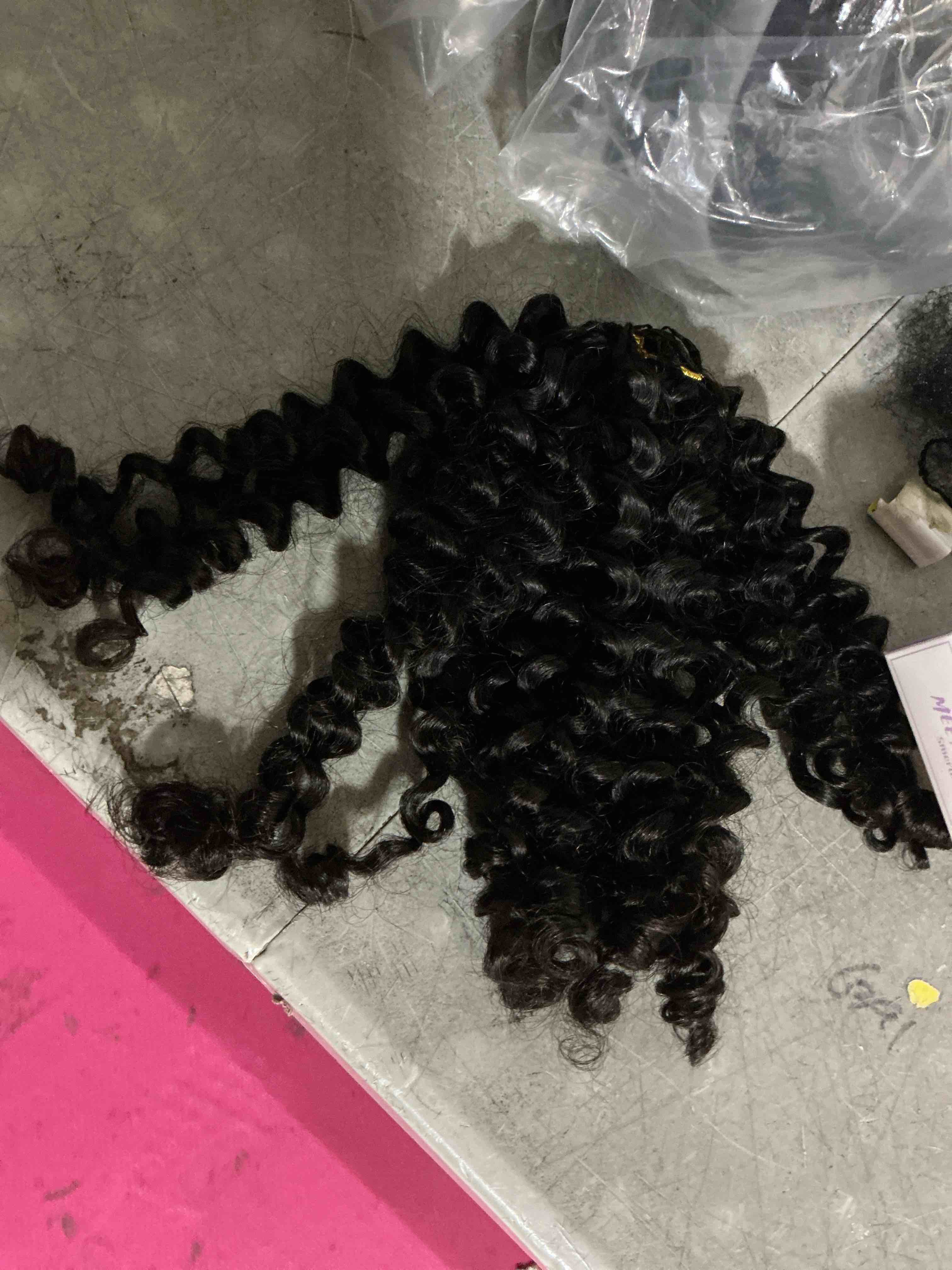 Condition photo showing As Is for (it’s only a part ) burmese curly bundles human hair 14 inch raw jerry curly knotless pre-separated feather human croche