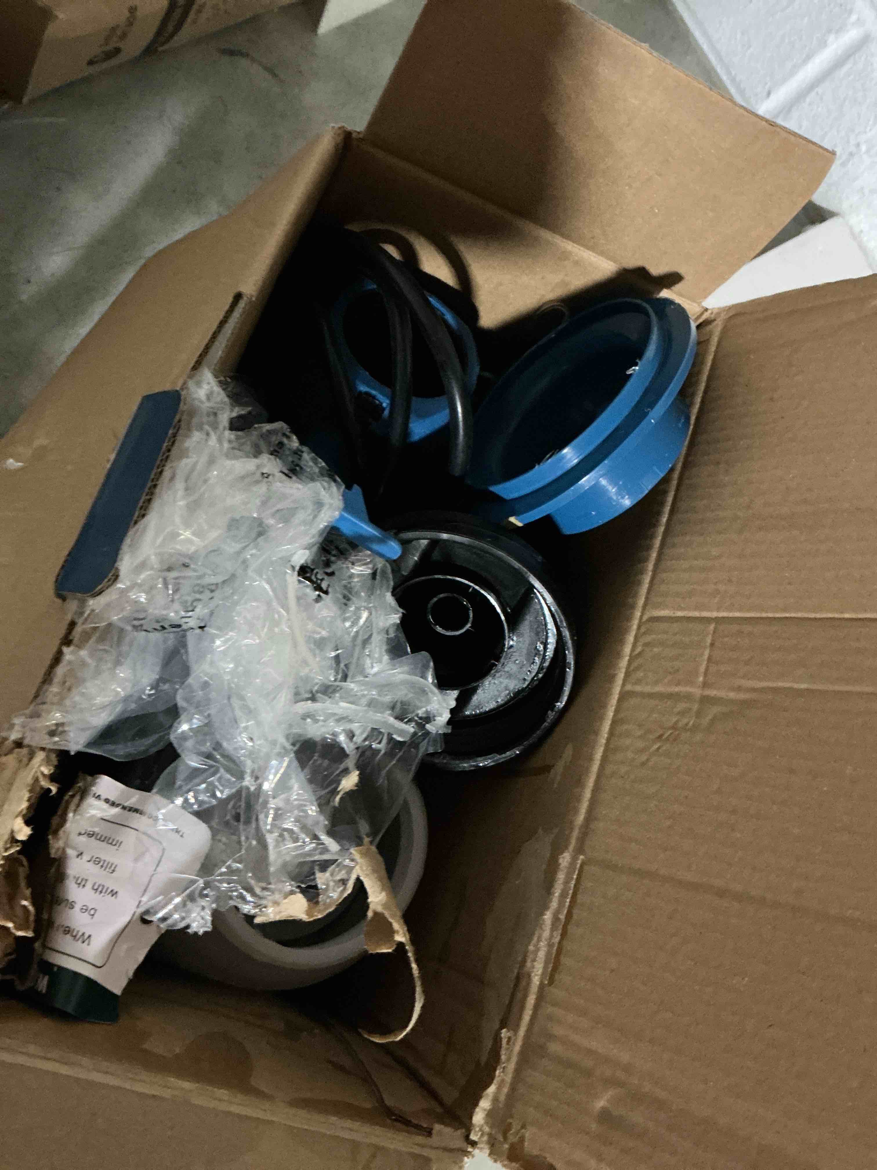 Condition photo showing As Is for (used) paint sprayer, electric spray paint gun, 3 modes & 4 brass nozzles, with cleaning & blowing joints, variable flow control, for doors, fences, walls, cabinets, garden chairs, furniture, etc. light blue
